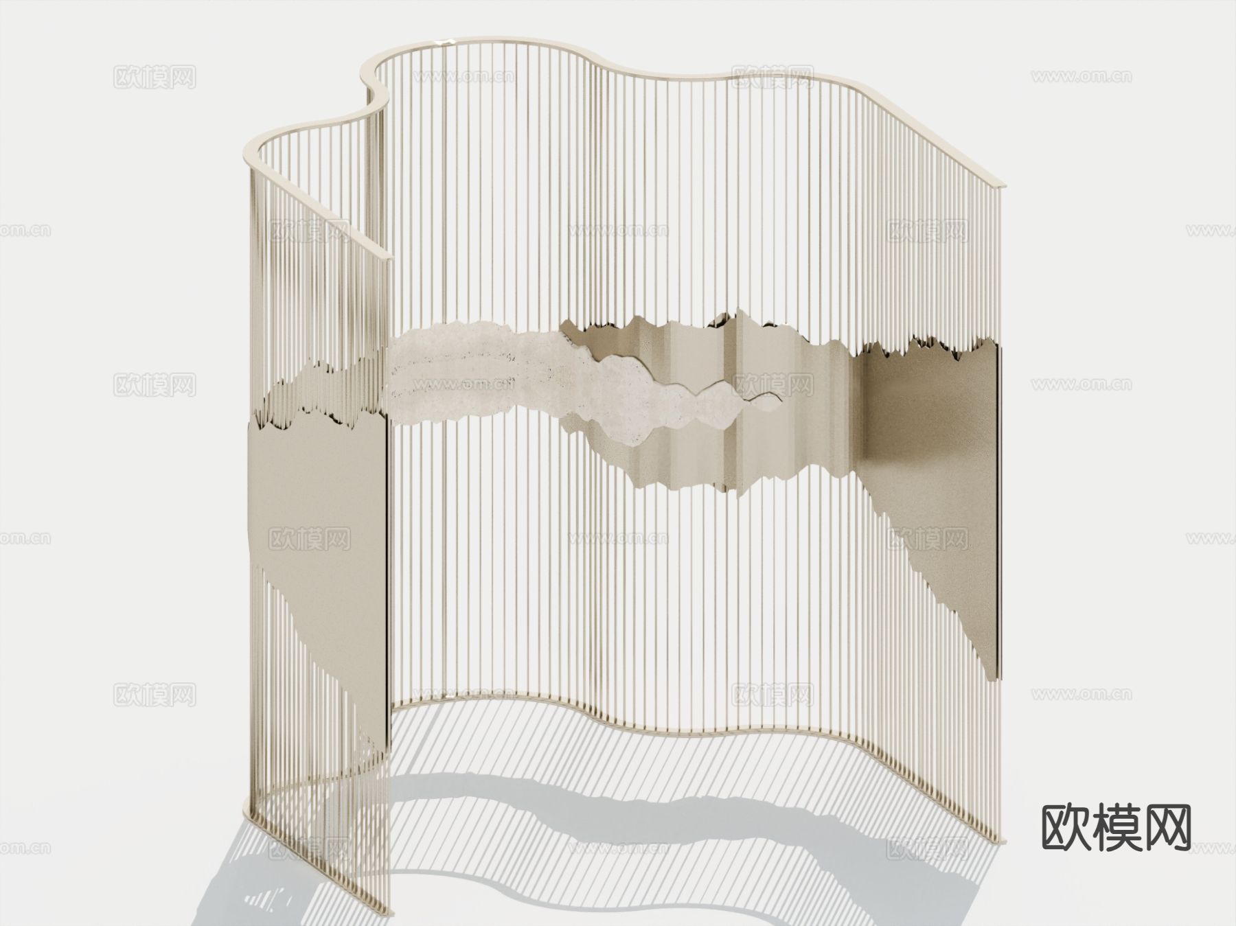 新中式屏风 隔断3d模型下载