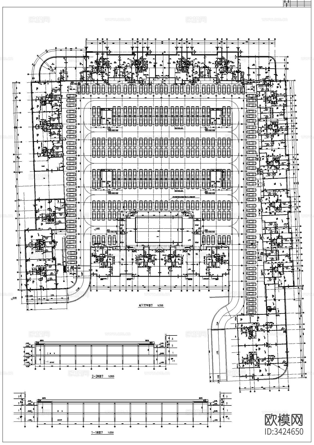 超市车库CAD平面图下载（渲染图1）