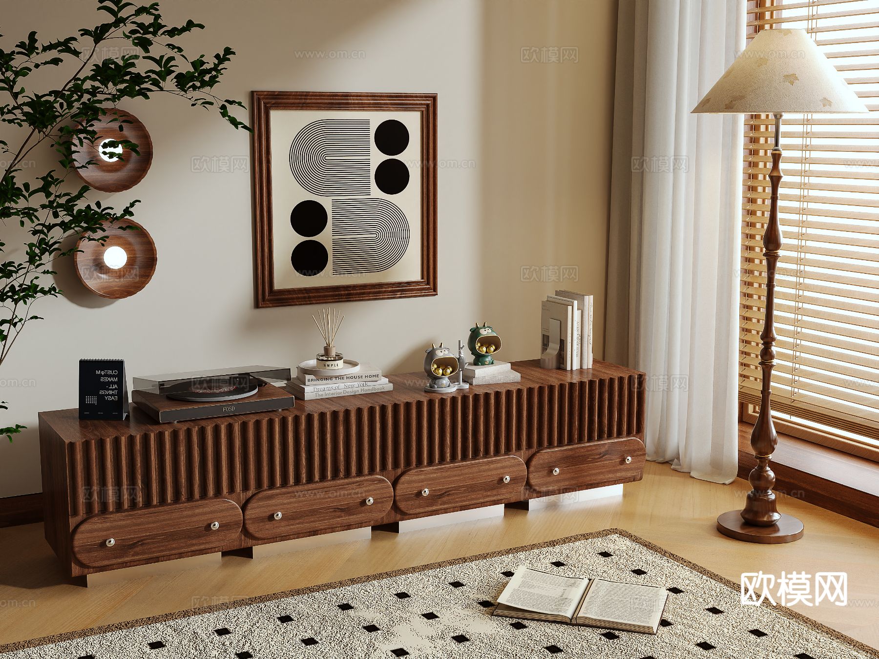 中古风电视柜3d模型下载