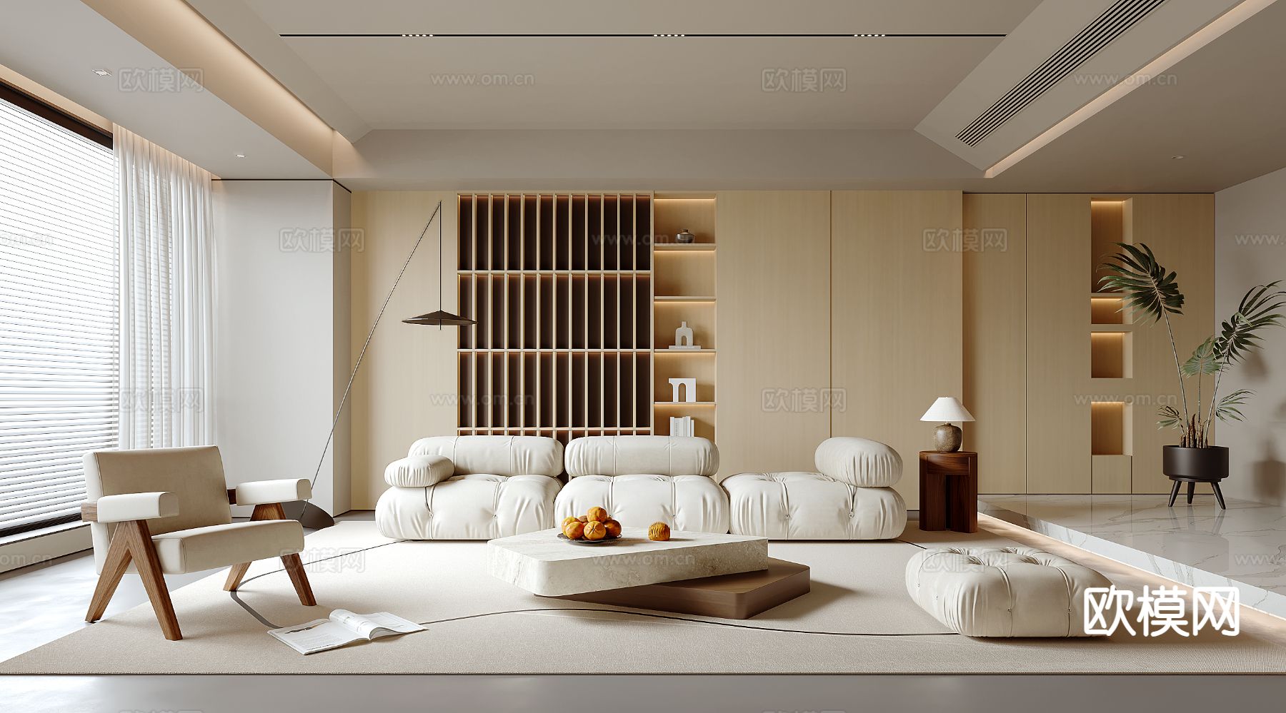 现代客厅3d模型下载