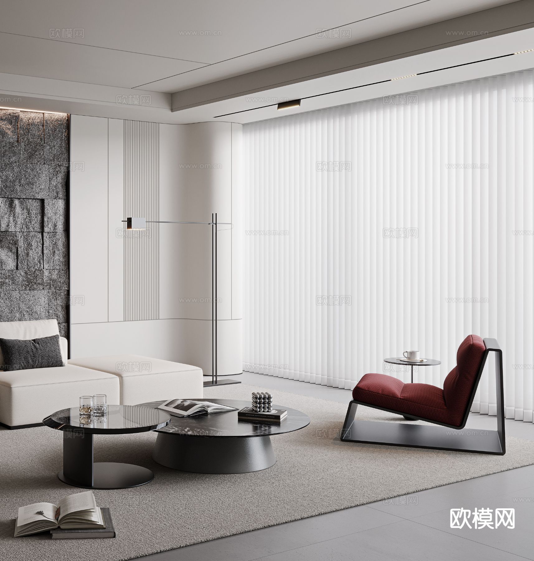 现代客厅3d模型下载（渲染图2）