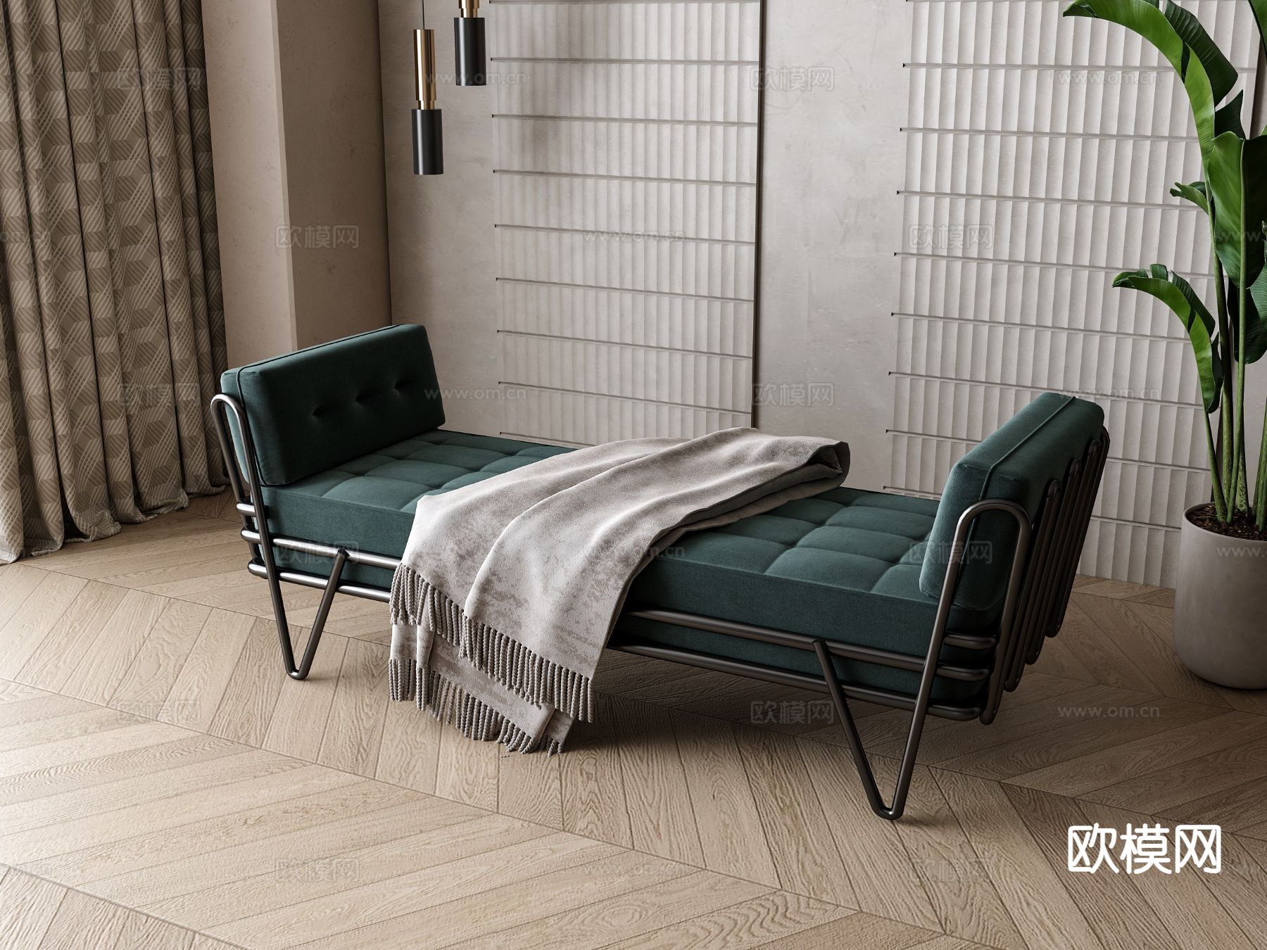 简欧沙发凳3d模型下载