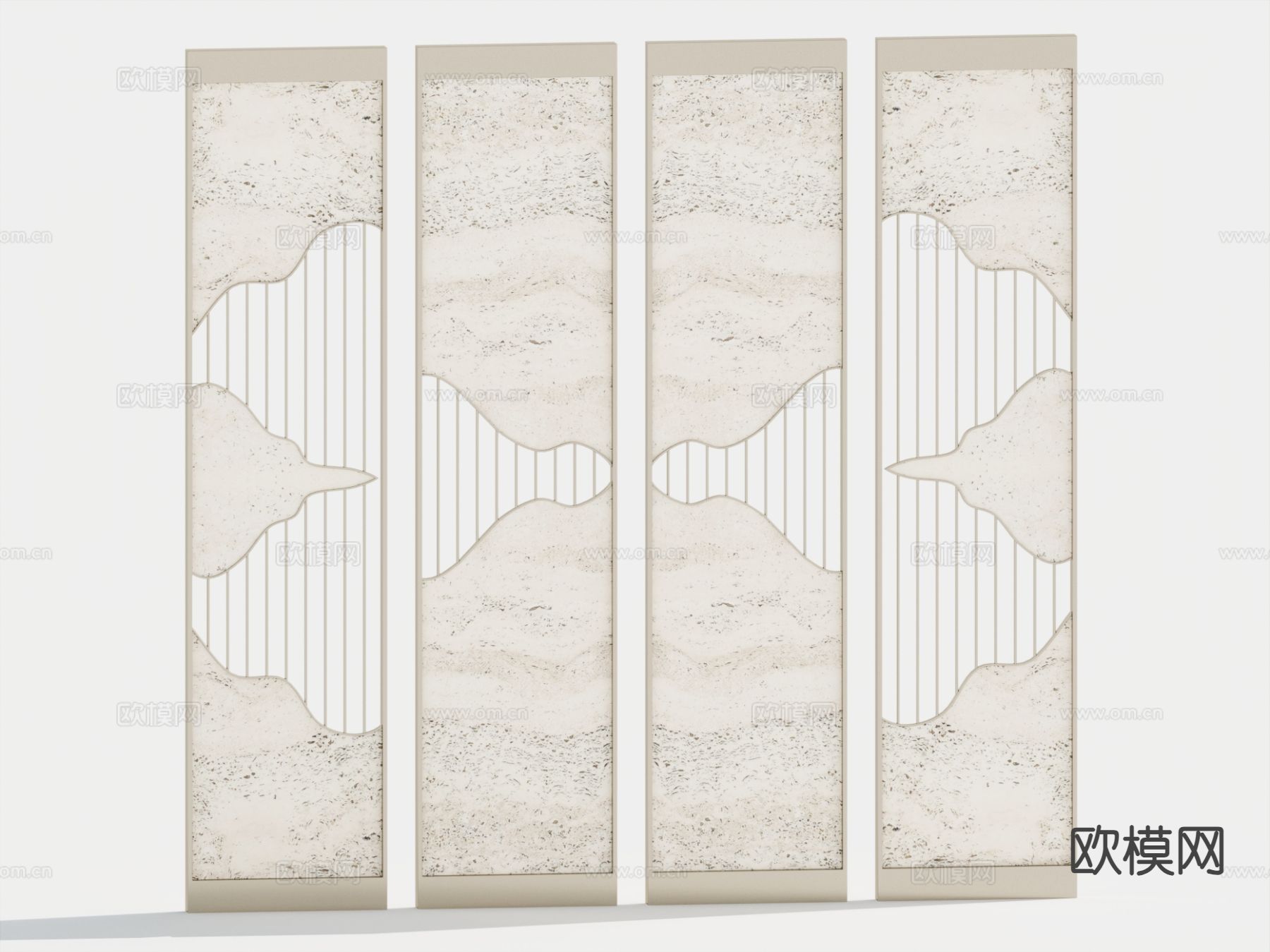 新中式屏风 隔断3d模型下载