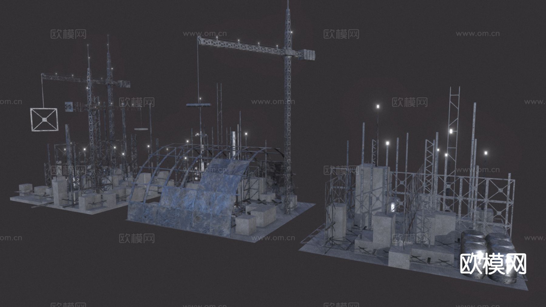 现代建筑工地3d模型下载