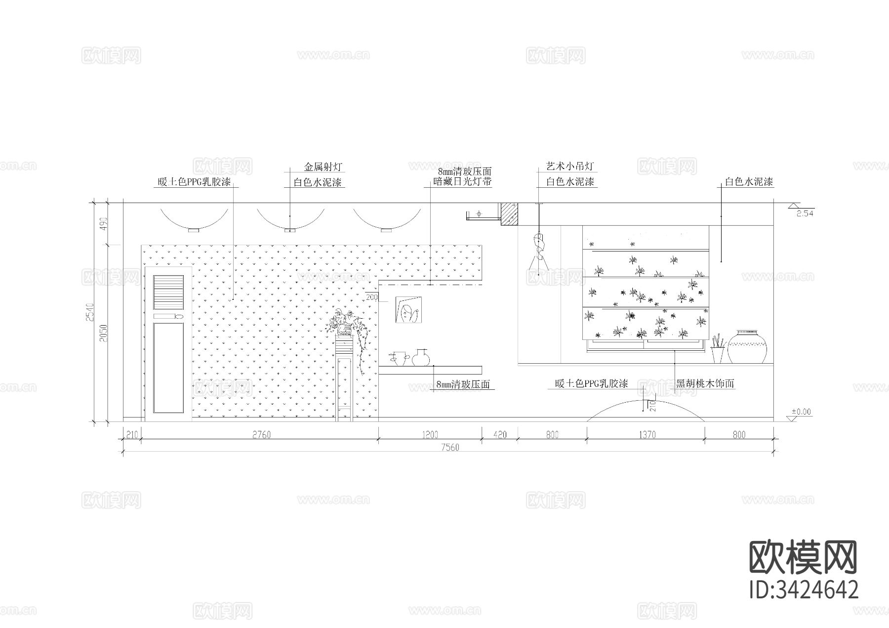 客厅装修CAD施工图下载（渲染图1）