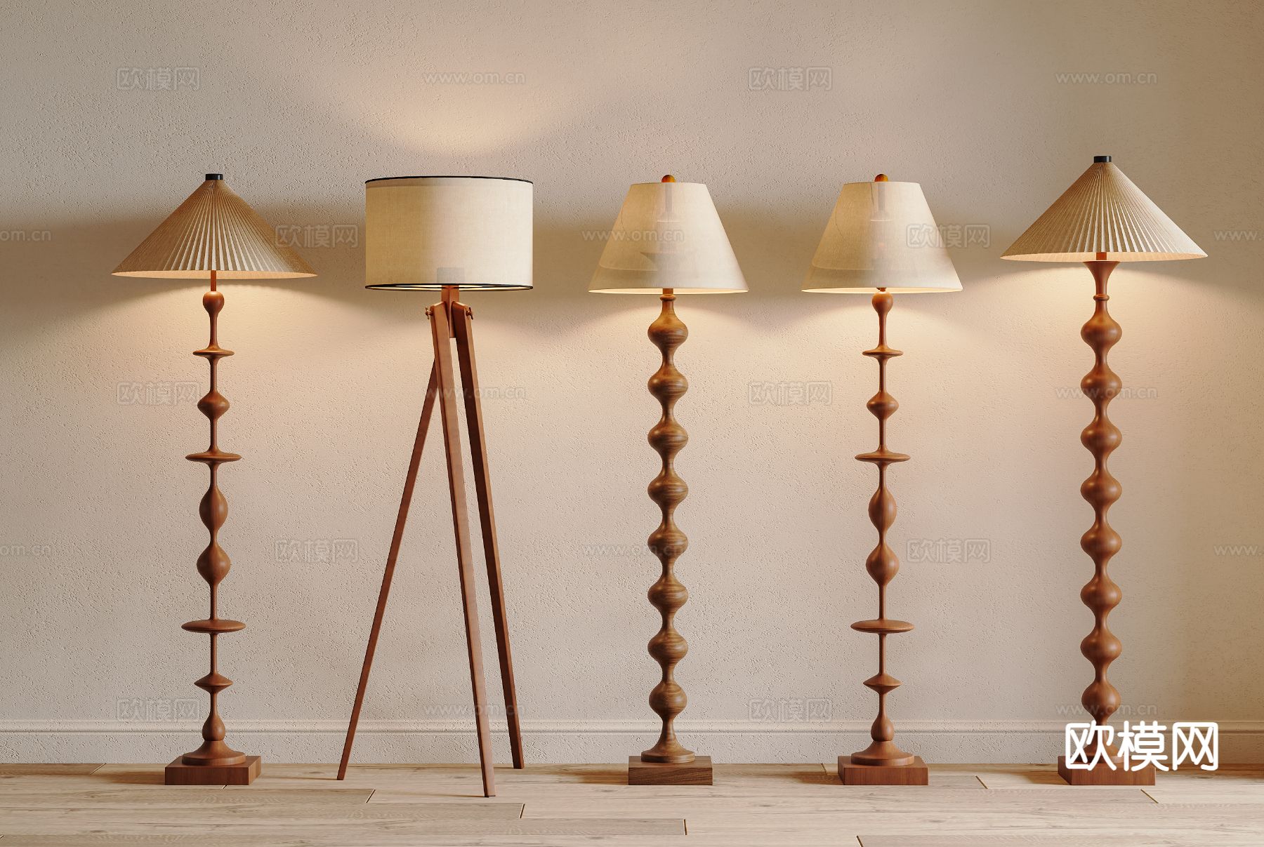中古风落地灯3d模型下载