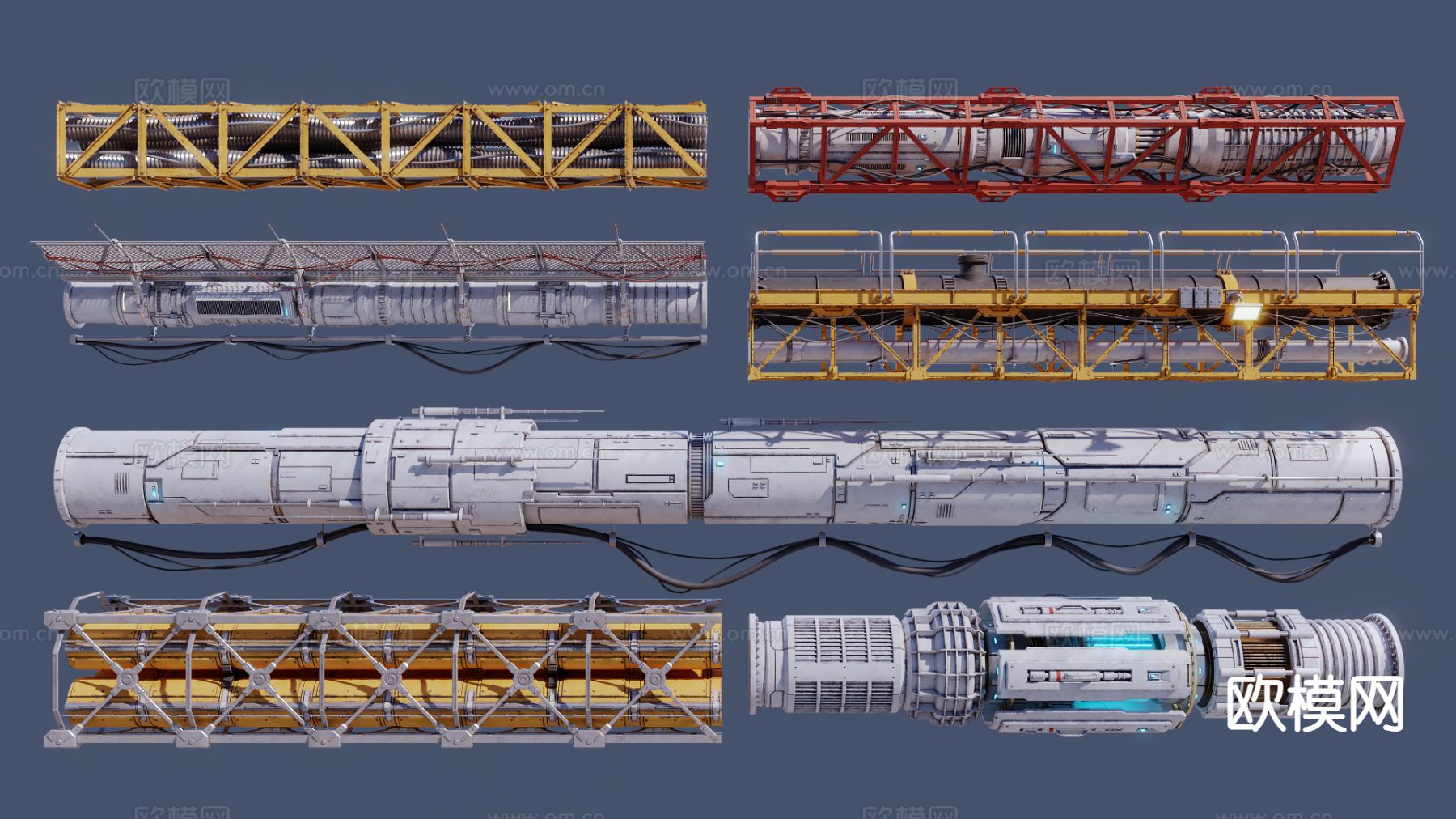 科幻管道 电缆管道3d模型下载