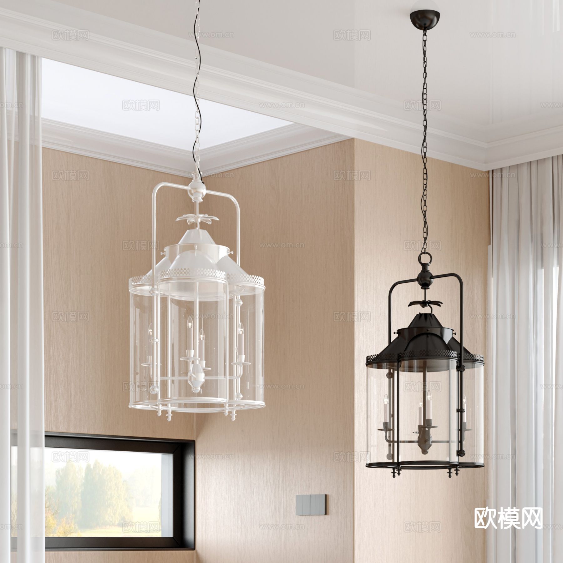 美式吊灯 餐厅吊灯3d模型下载
