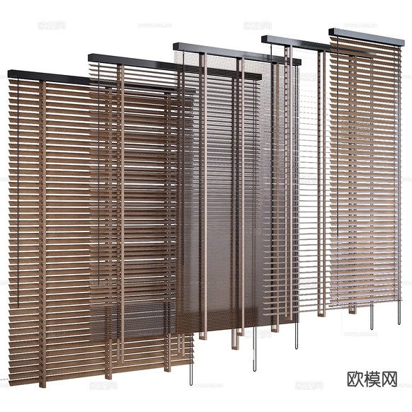 现代窗帘 百叶帘 遮光帘3d模型下载(渲染图5)