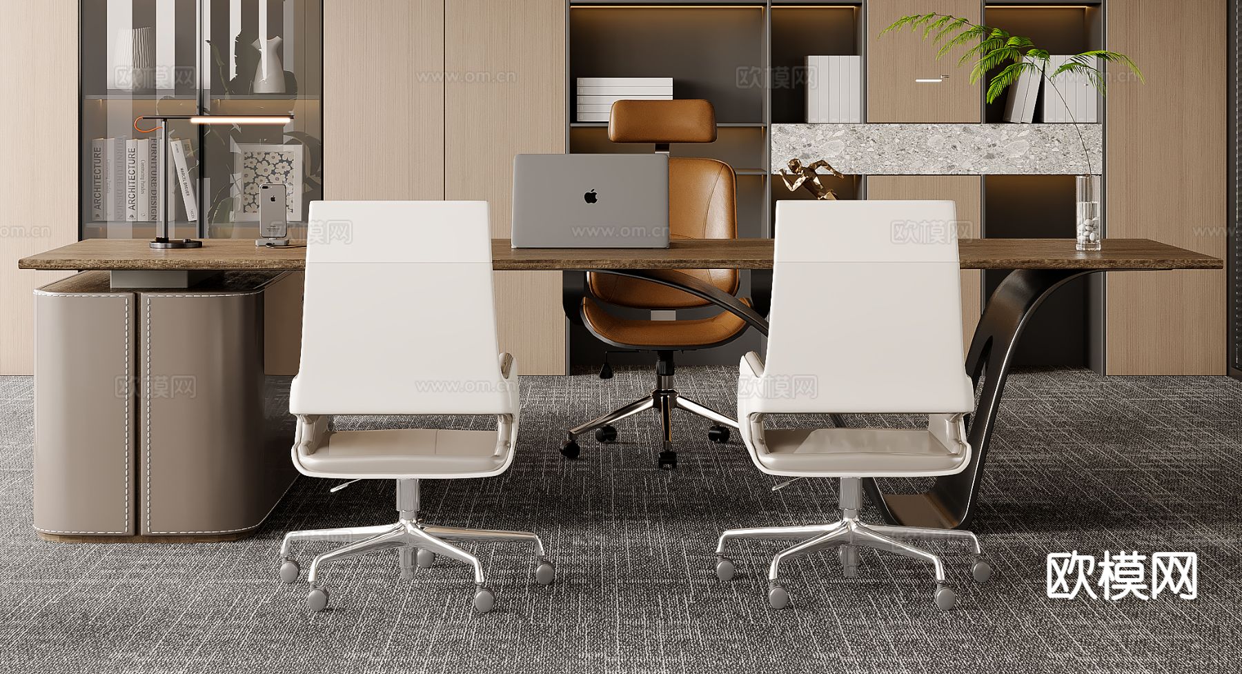 班台桌 主管桌 办公桌椅3d模型下载
