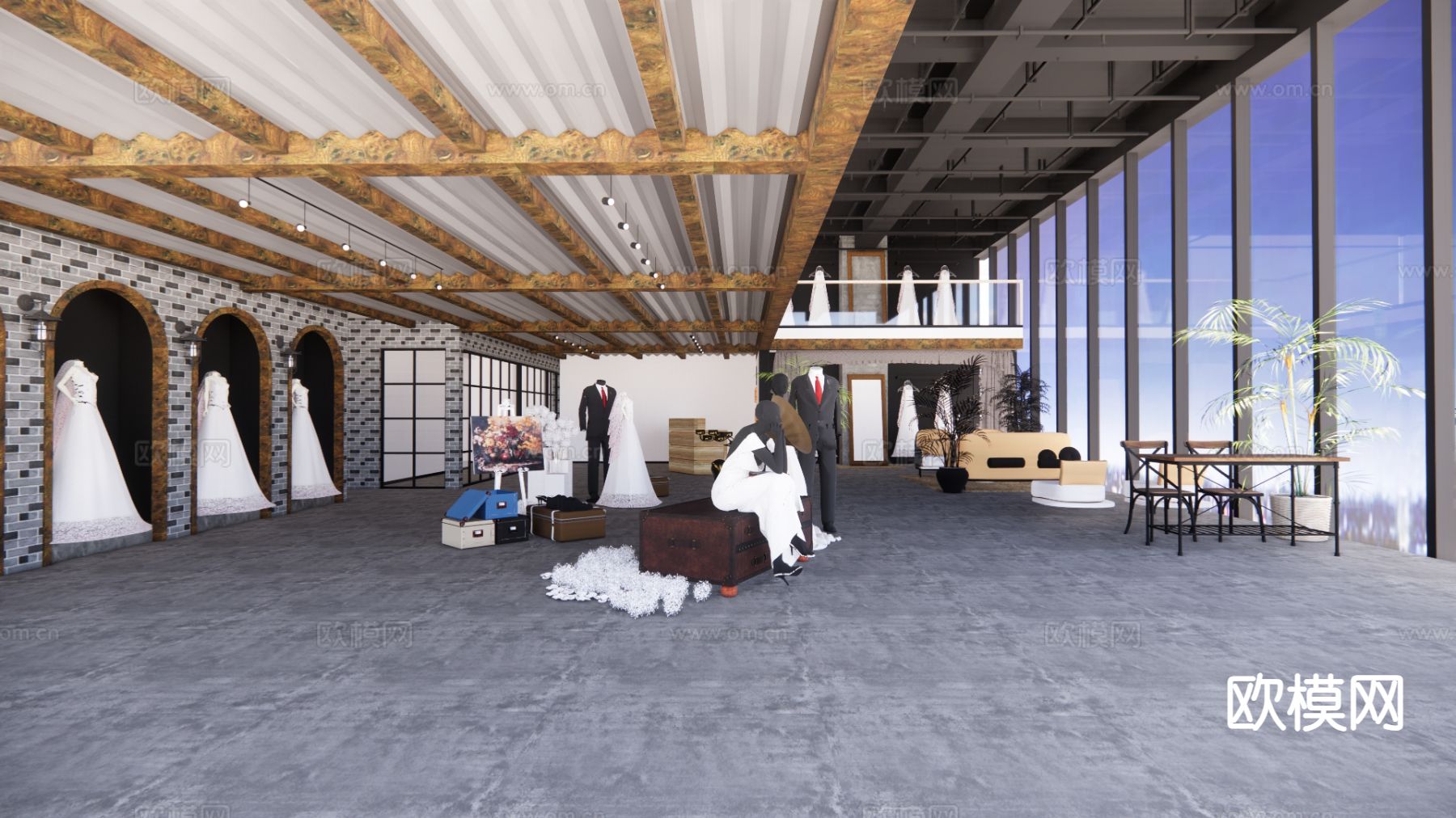 现代婚纱店su模型下载（渲染图2）
