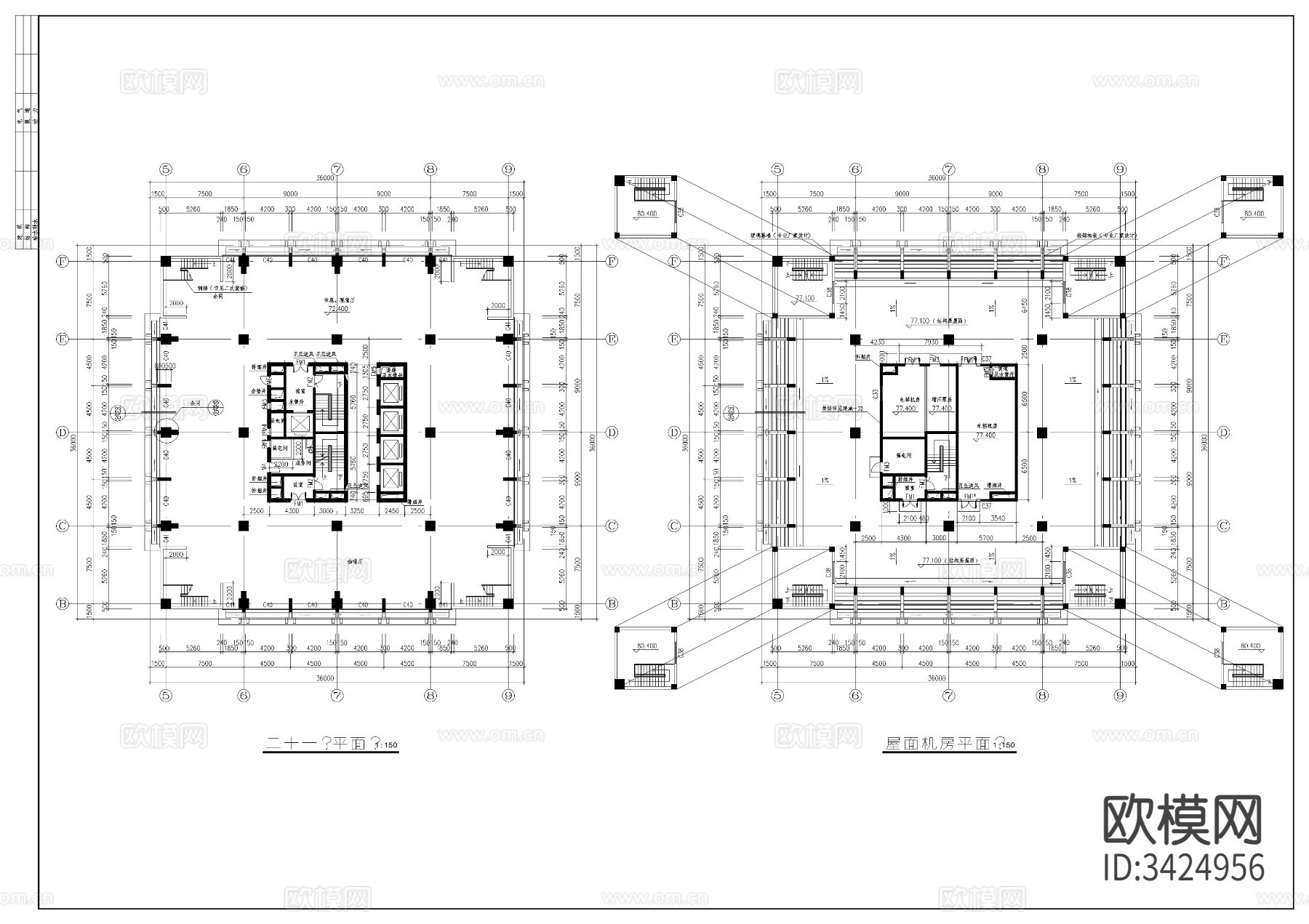 商业大厦cad施工图下载（渲染图1）