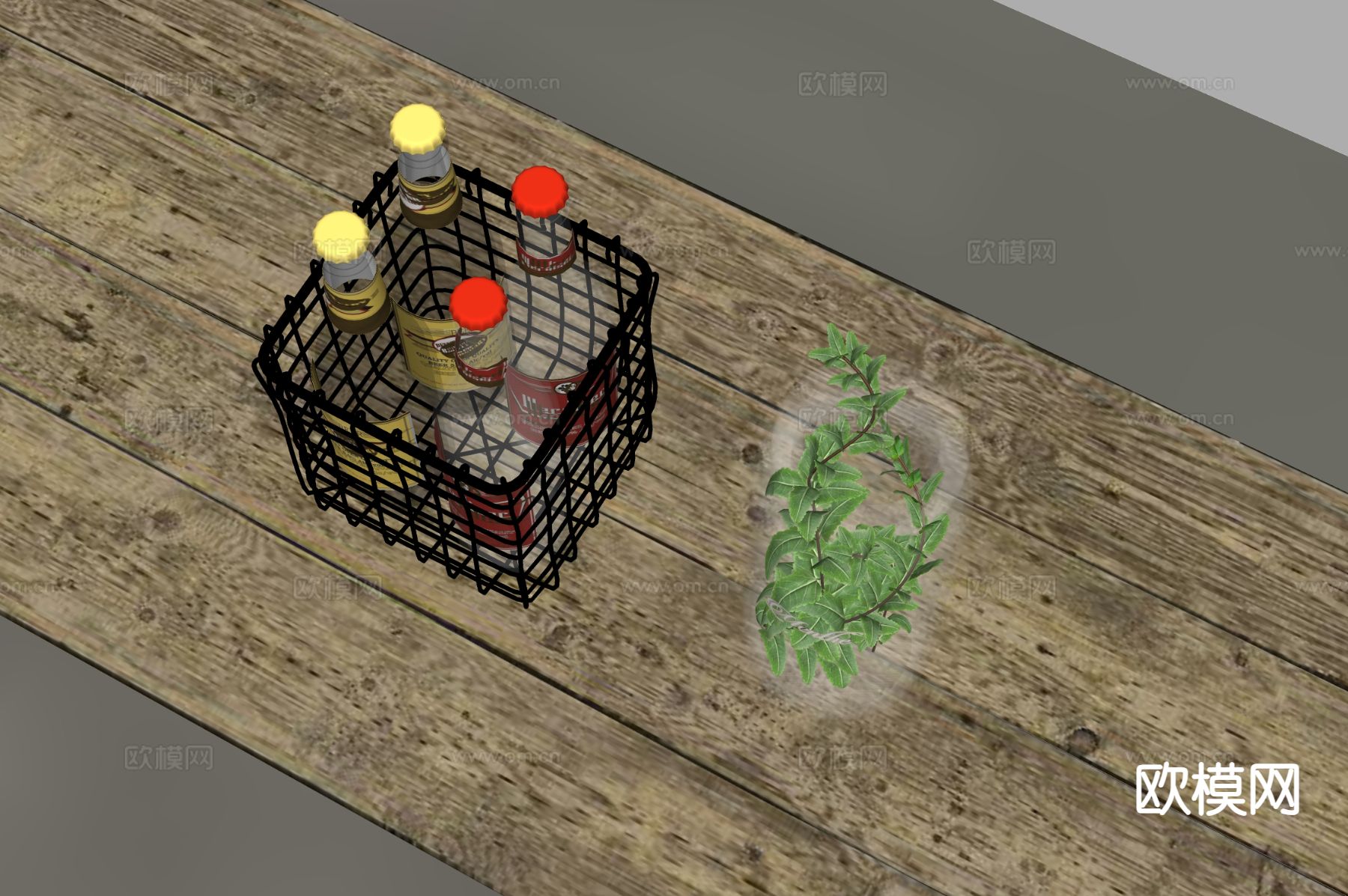 酒水 饮料 果篮 瓶子su模型下载（渲染图1）