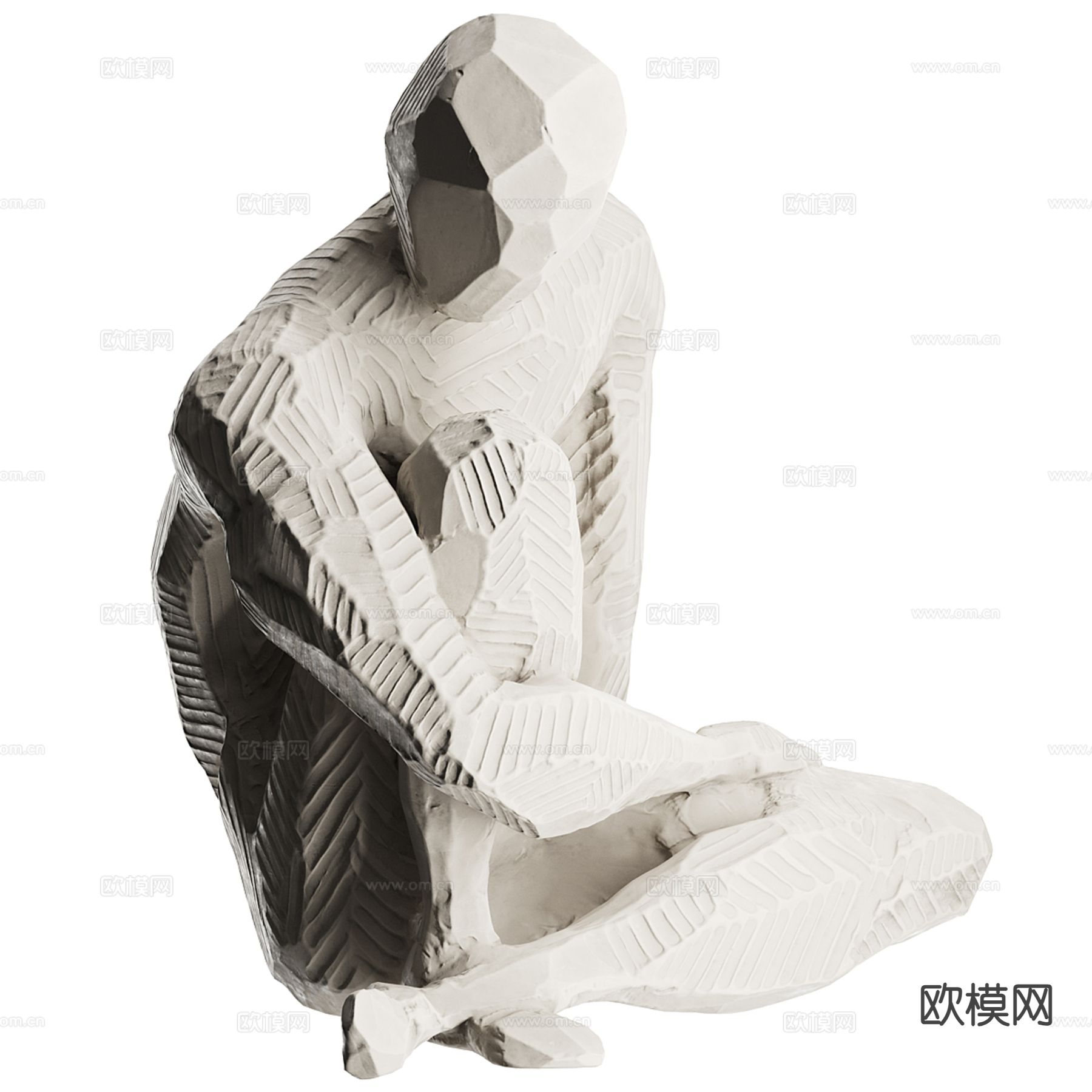 人体雕塑 沉思者雕塑3d模型下载（渲染图1）