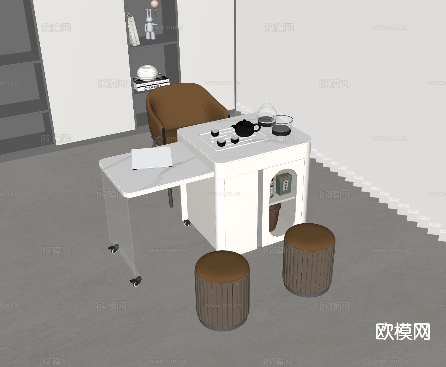 伸缩功夫茶台su模型下载（渲染图1）
