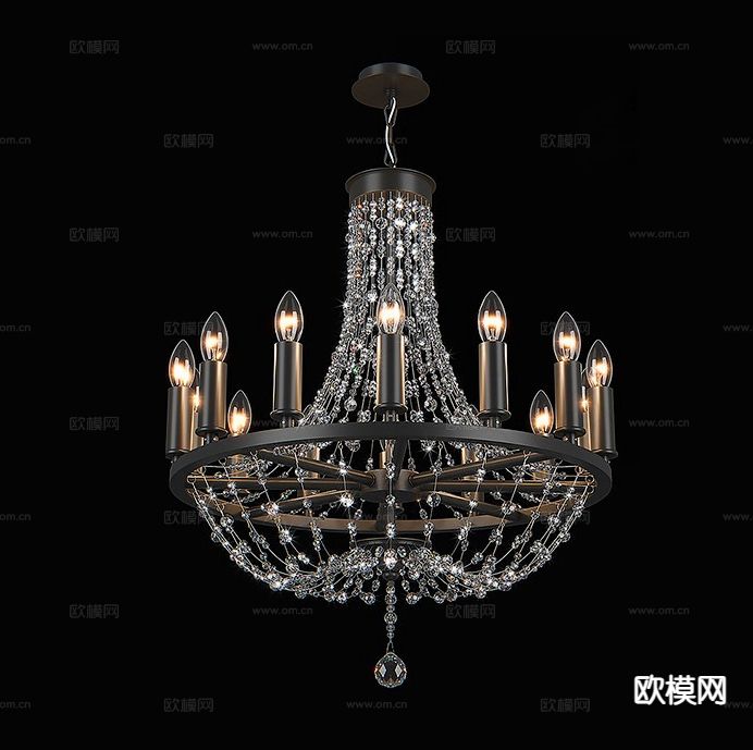 美式吊灯 烛台吊灯3d模型下载