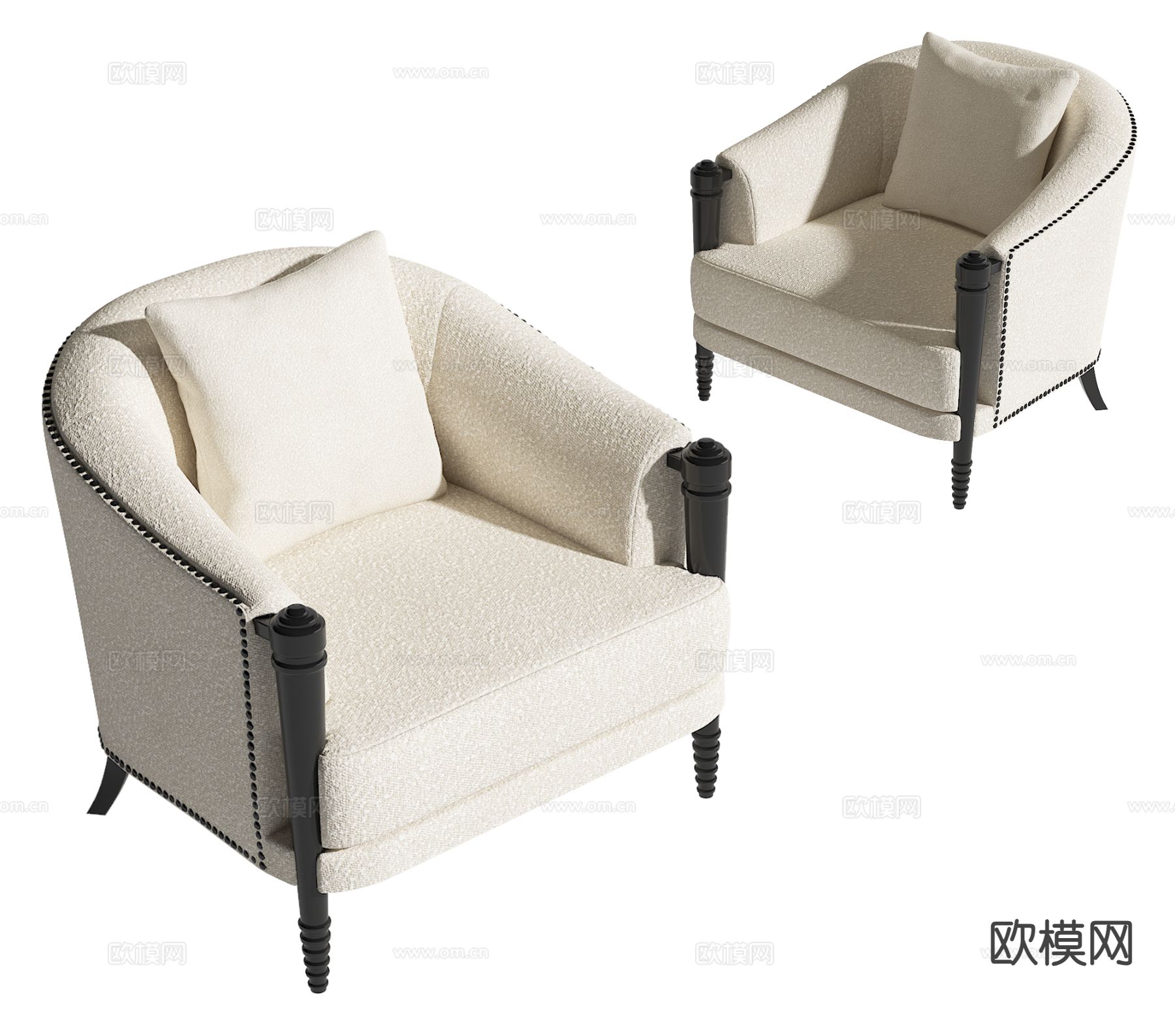 简欧单人沙发3d模型下载