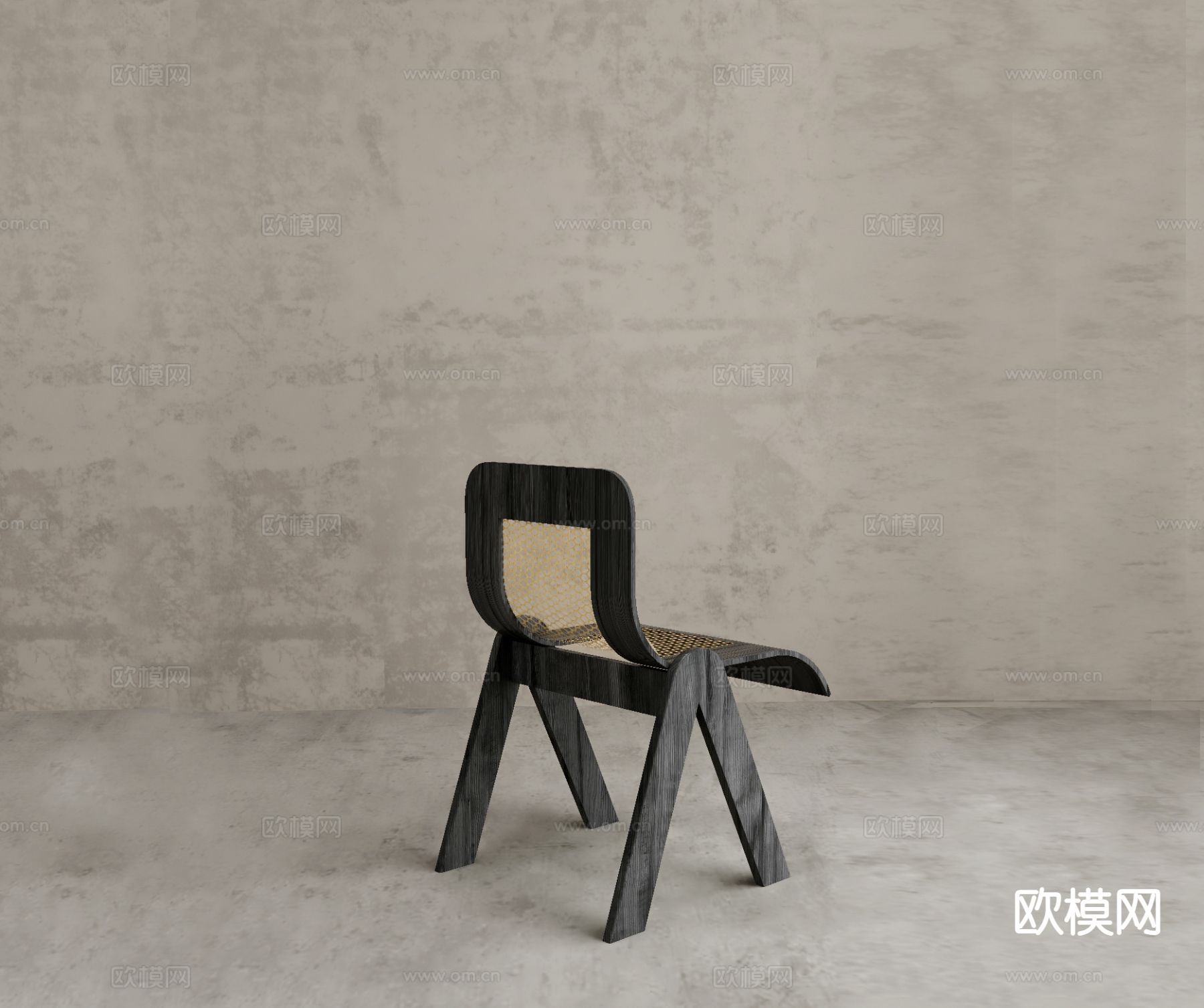 侘寂椅子 藤编休闲椅3d模型下载