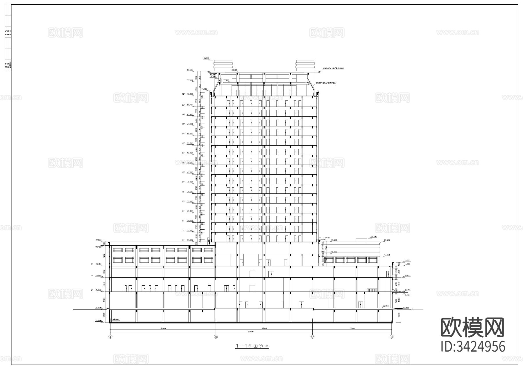 商业大厦cad施工图下载（渲染图4）