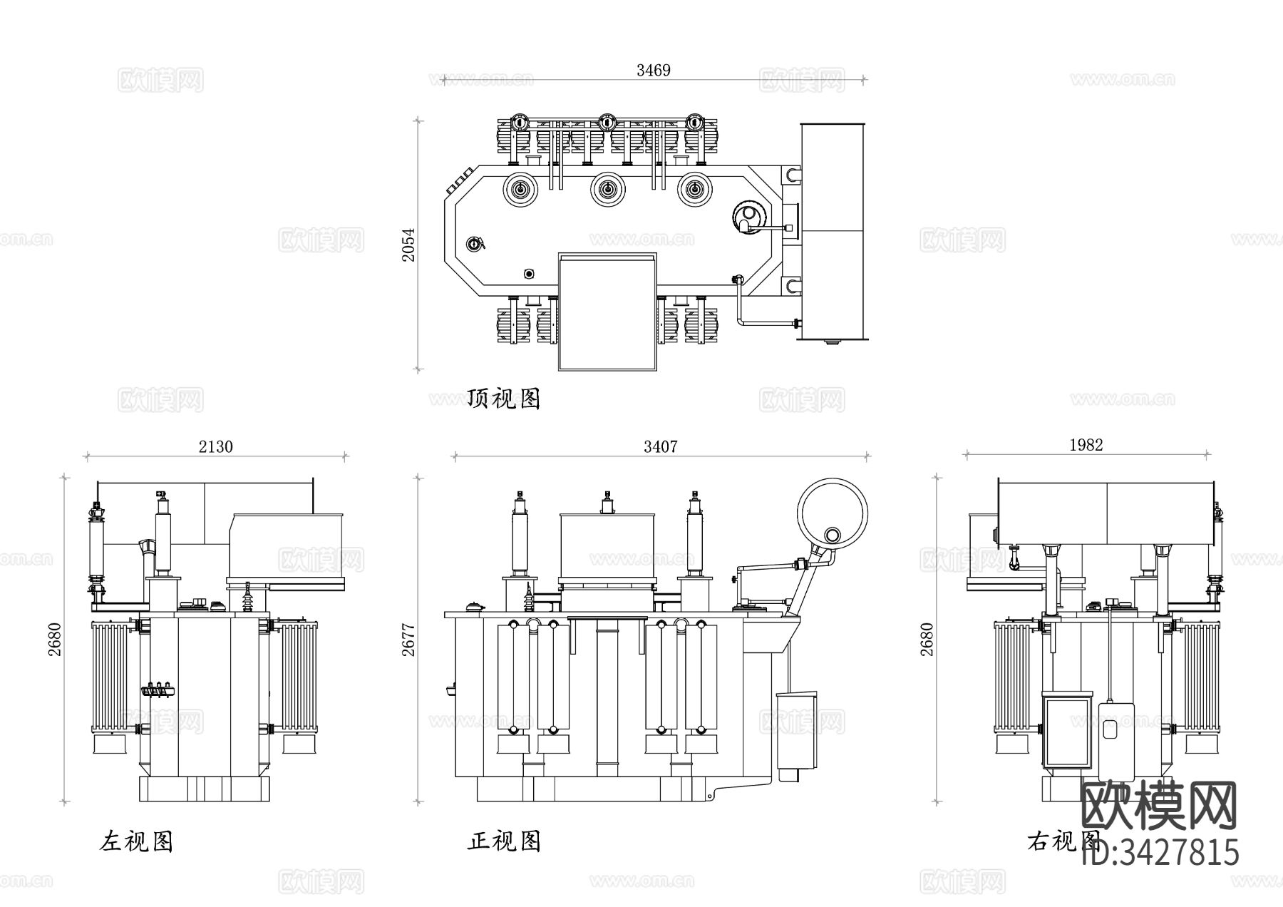 电源变压器CAD施工图下载