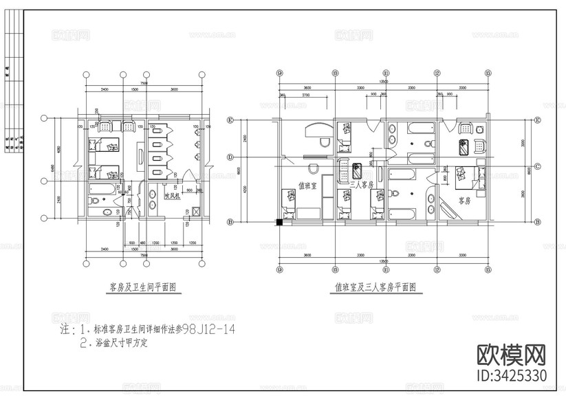藥浴中心建筑CAD施工圖下載(渲染圖5)
