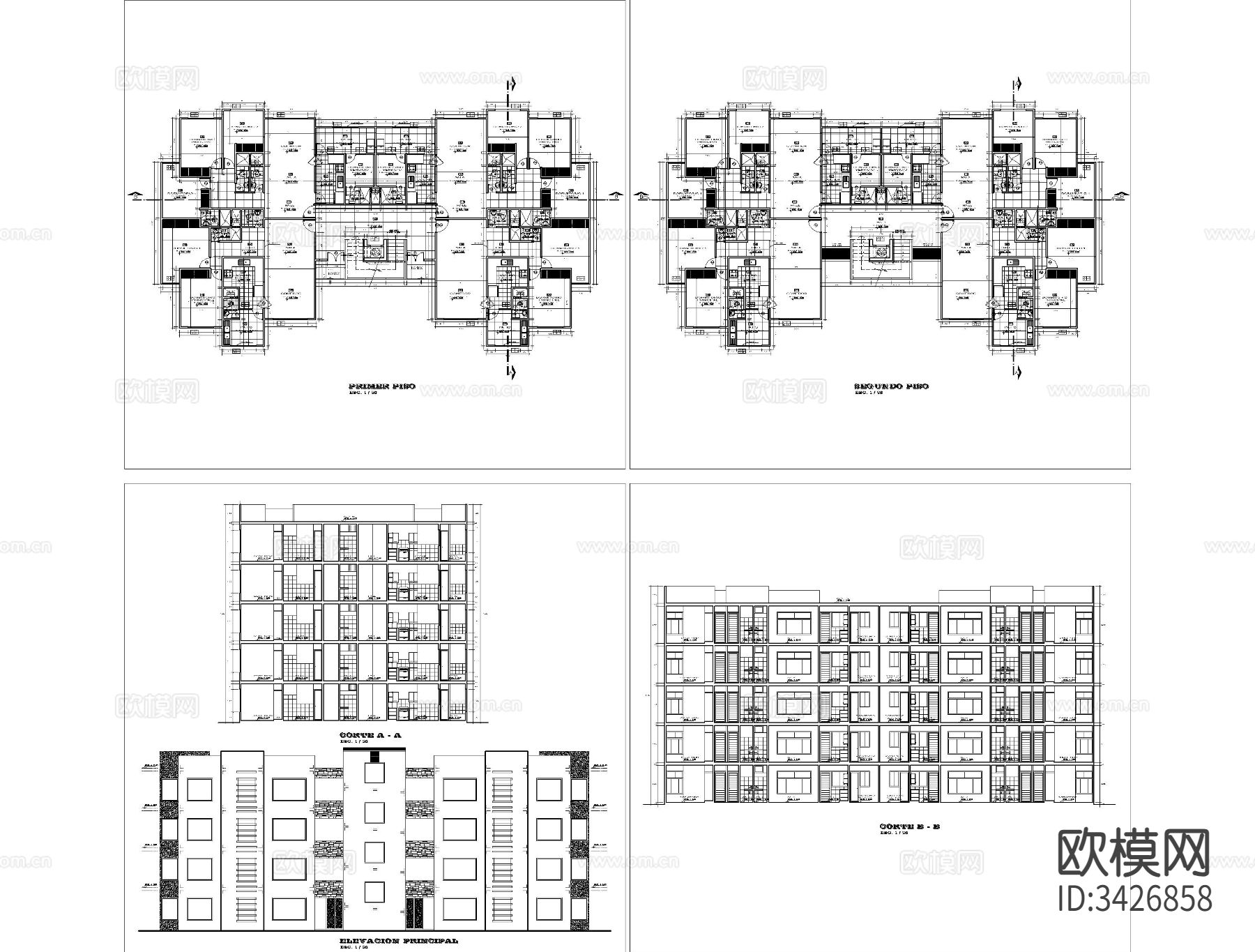 建筑公寓CAD施工图下载