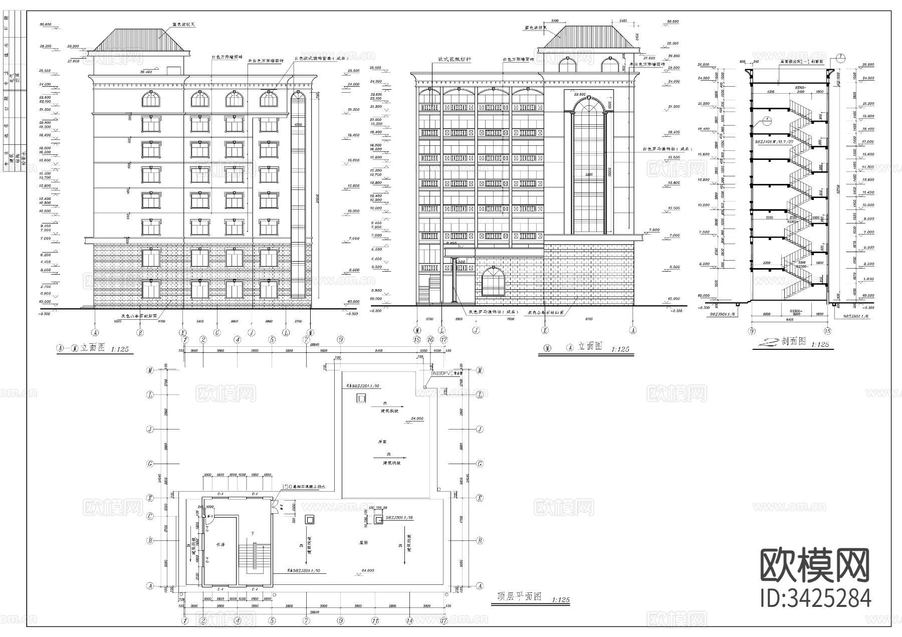 私人宾馆建筑CAD施工图下载（渲染图3）