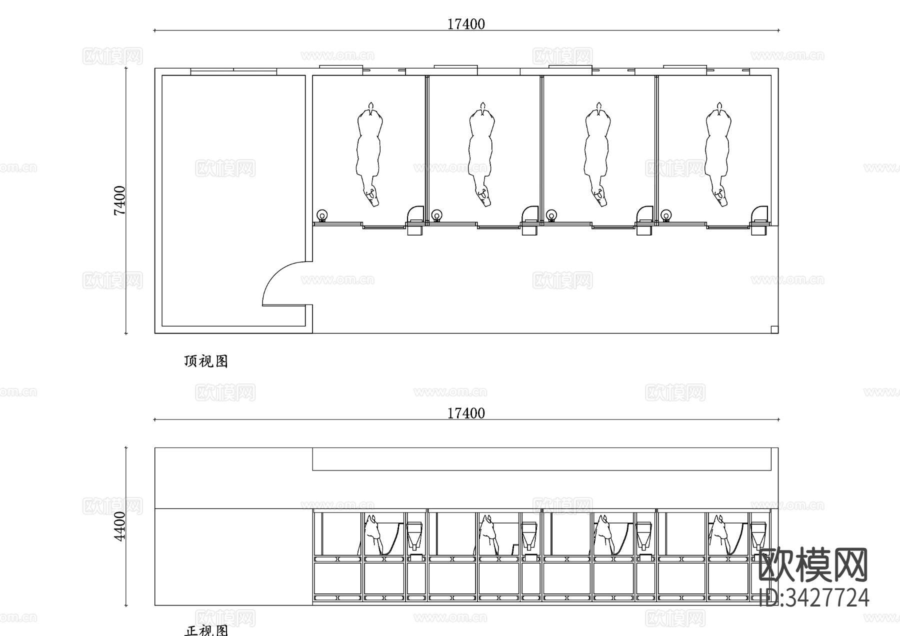 木质马厩CAD施工图下载