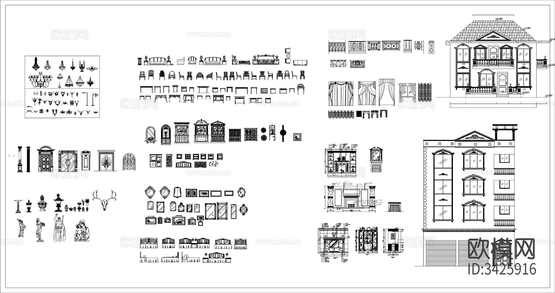 欧式室内装修CAD图库下载