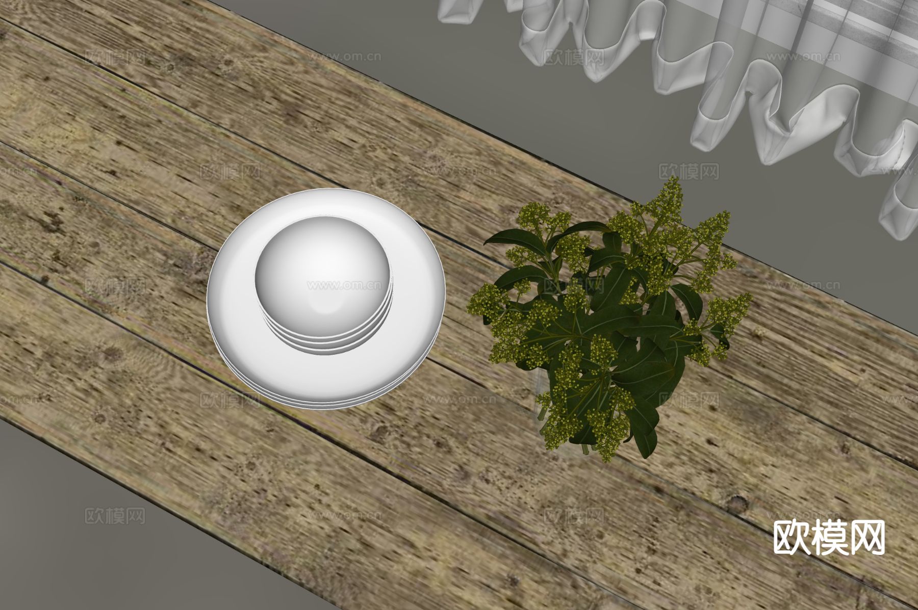 果盘 盘子 盆栽su模型下载（渲染图1）