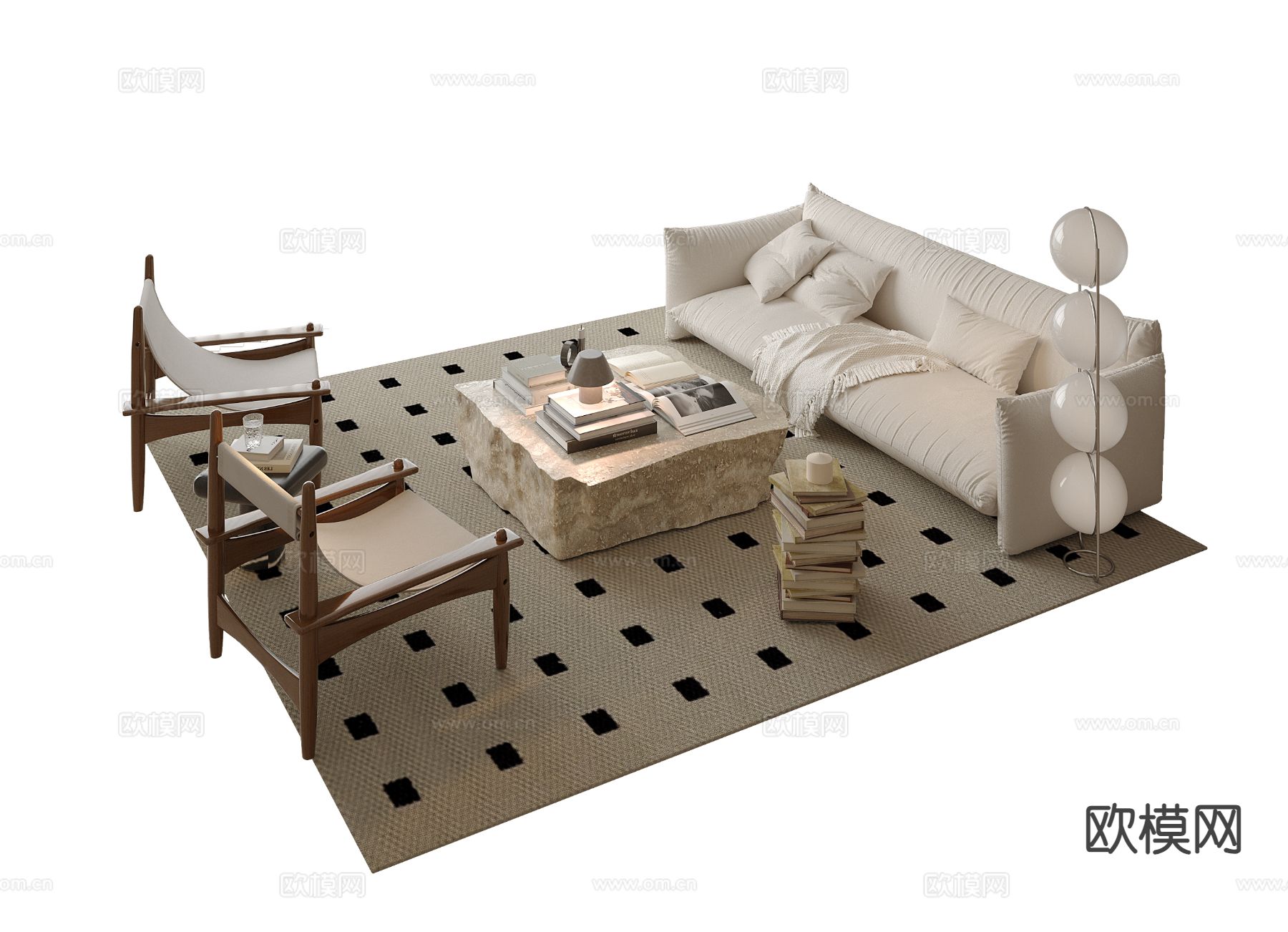 中古风组合沙发3d模型下载