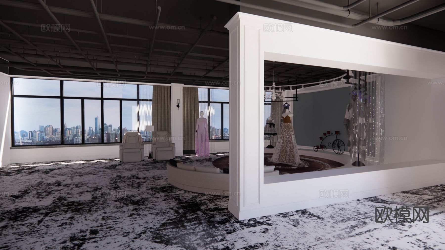 现代婚纱店su模型下载（渲染图2）