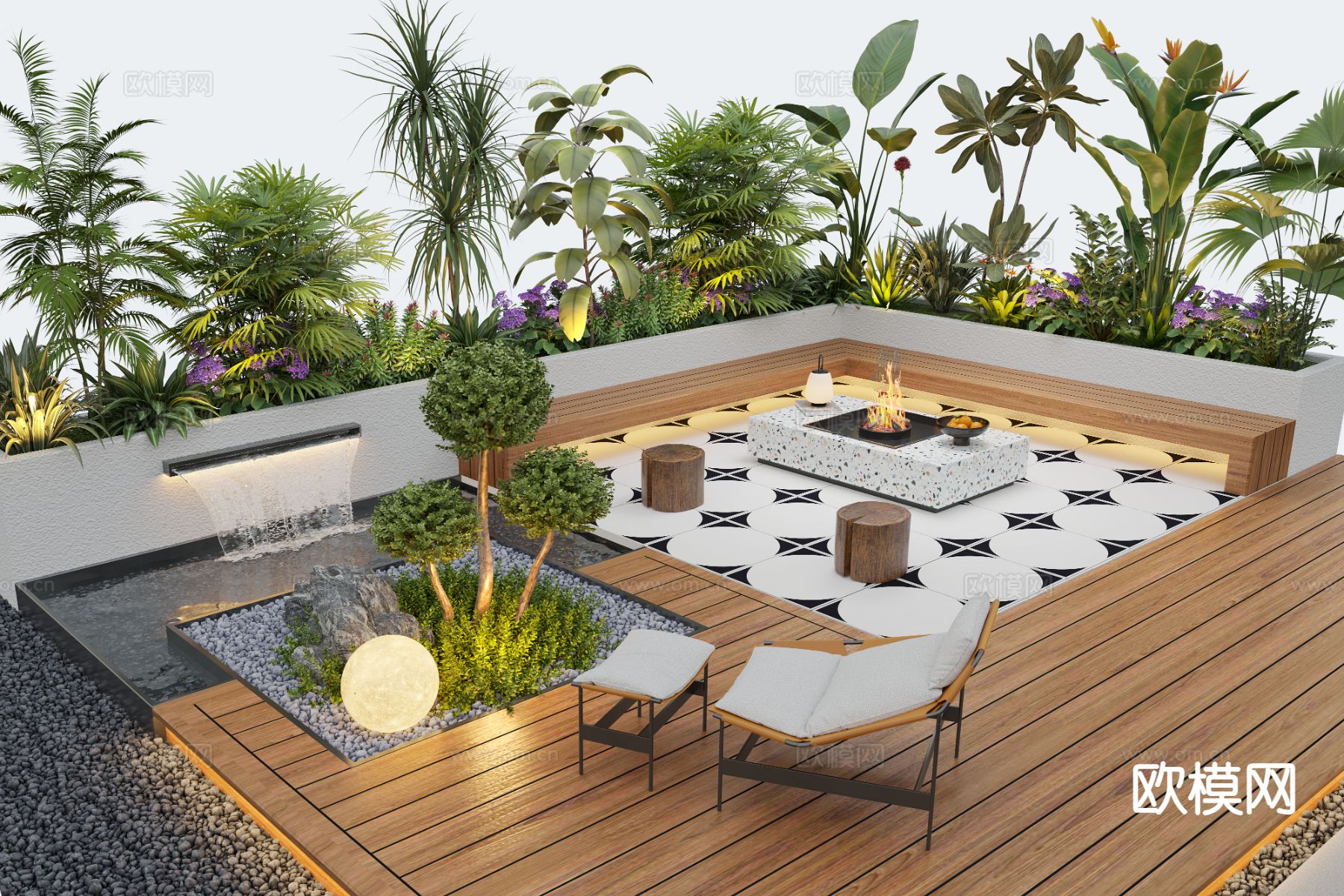 户外沙发 下沉式沙发 组合沙发3d模型下载