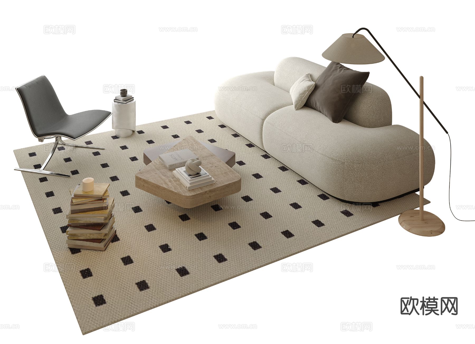 中古风组合沙发3d模型下载