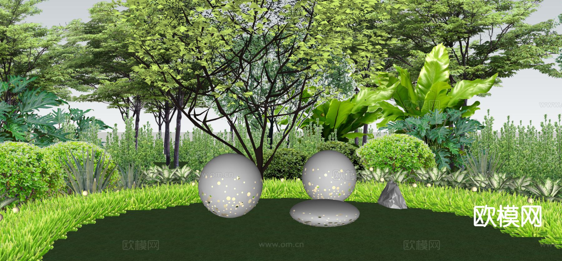 花境 灌木su模型下载（渲染图1）