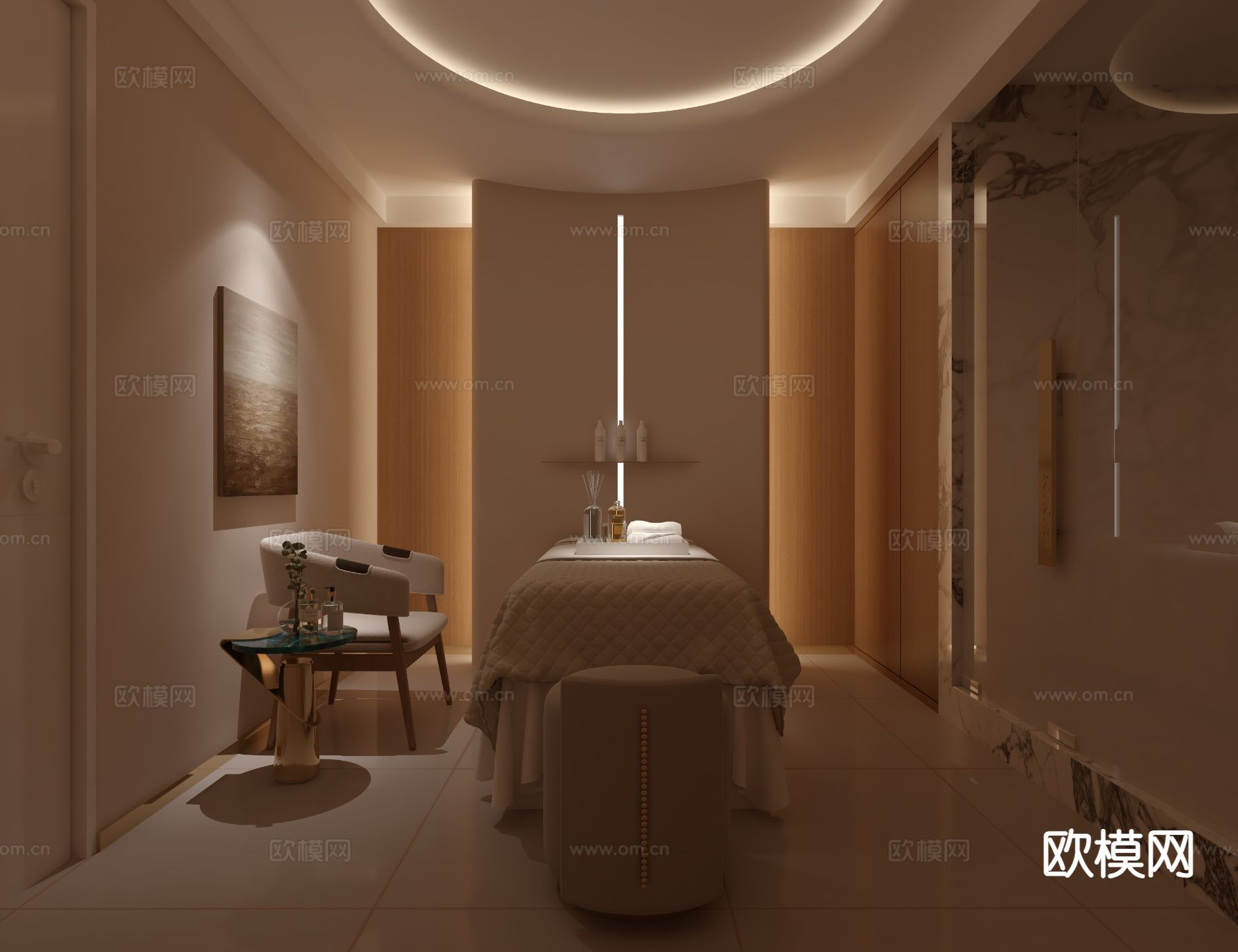 侘寂美容SPA 美容间su模型下载（渲染图2）