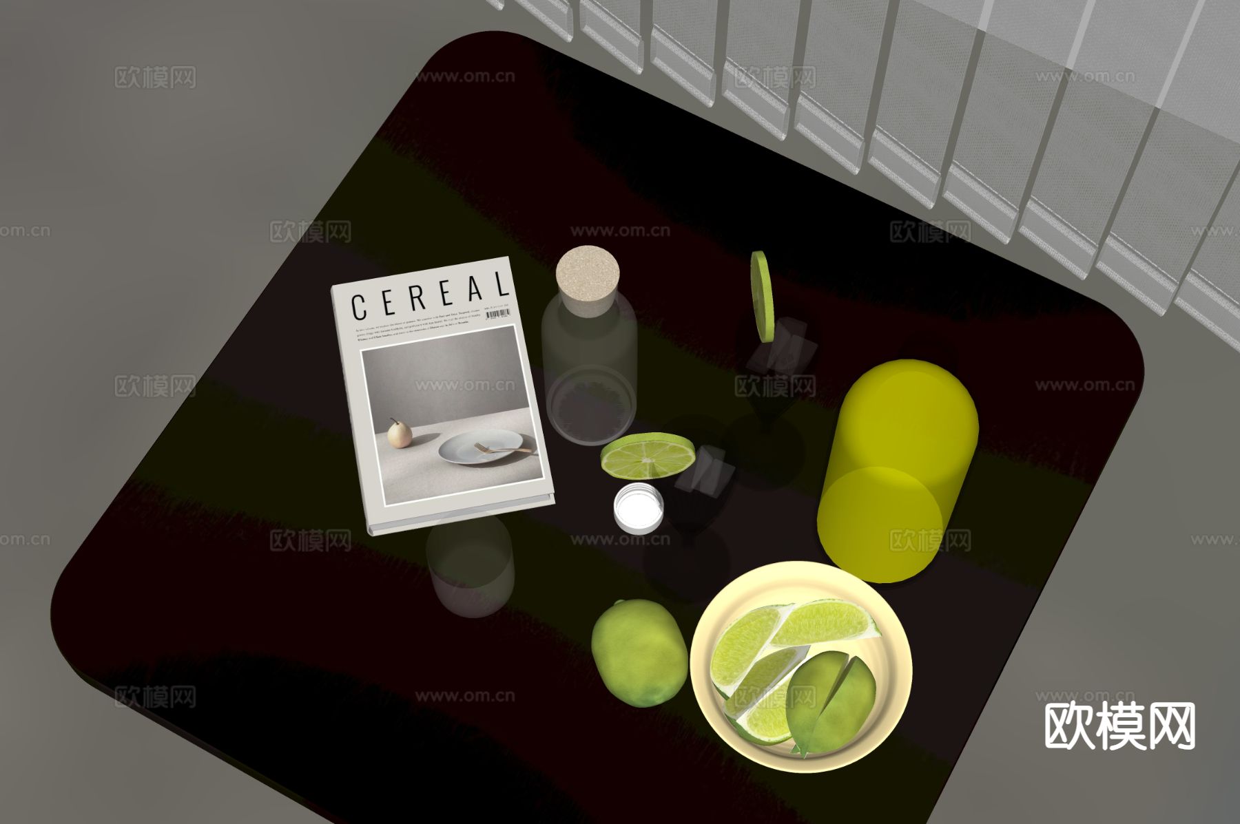 水果 果盘 柠檬 酒具su模型下载（渲染图1）