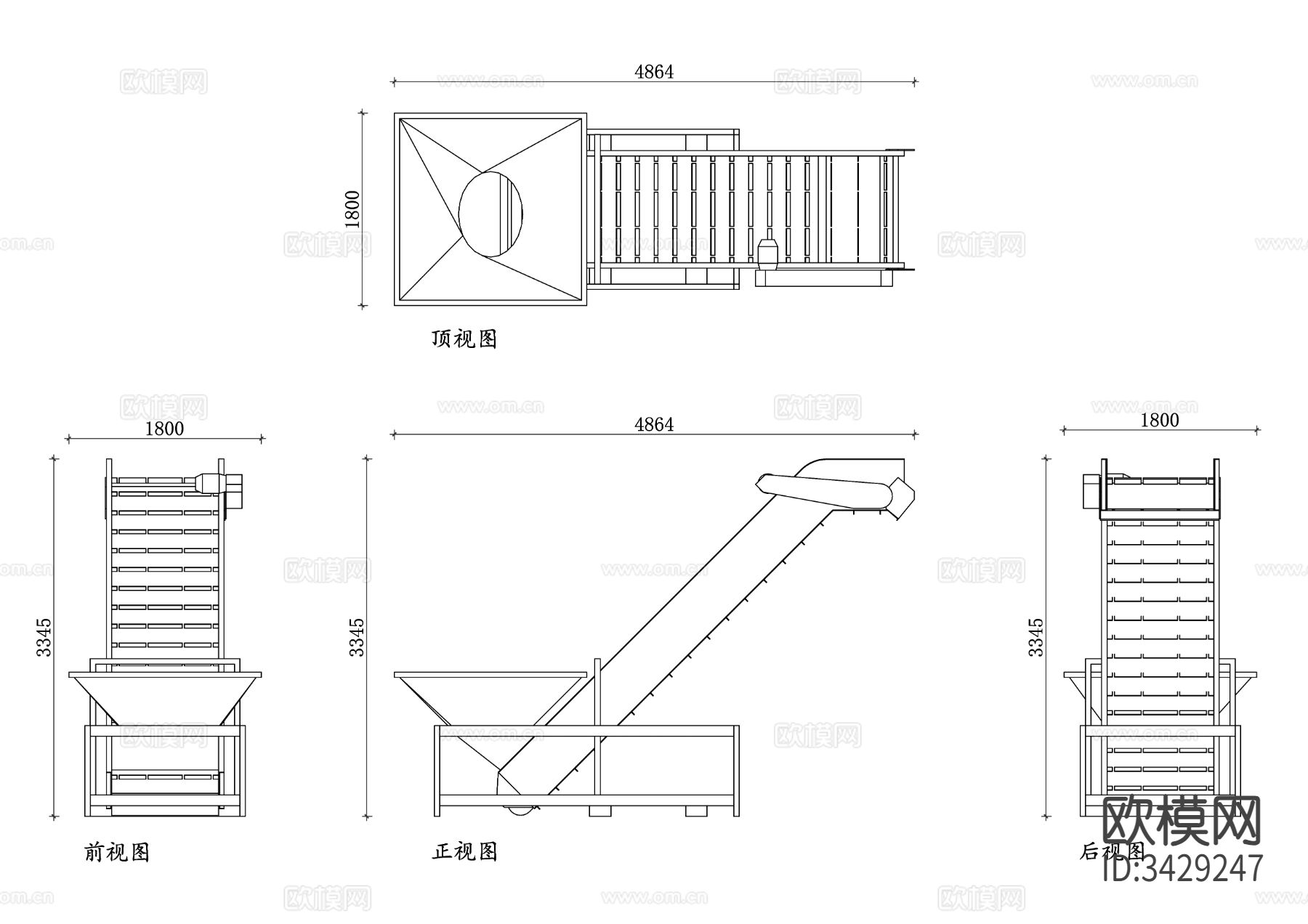 钢质输送机提升带四视图钢质输送机提升带四视图cad大样图下载
