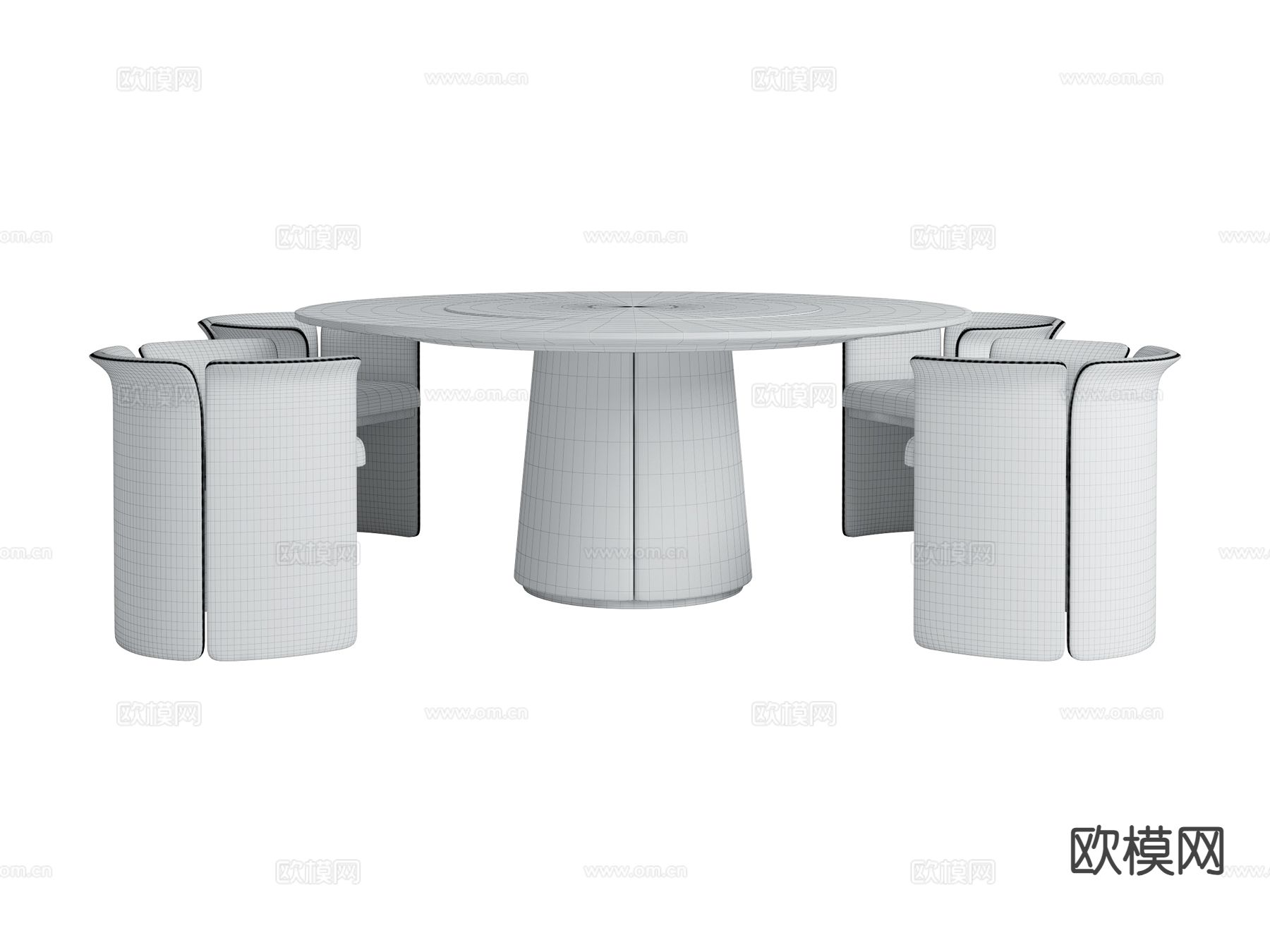 Bentley-WHITBY- 意式餐桌椅 圆餐桌3d模型下载（渲染图3）
