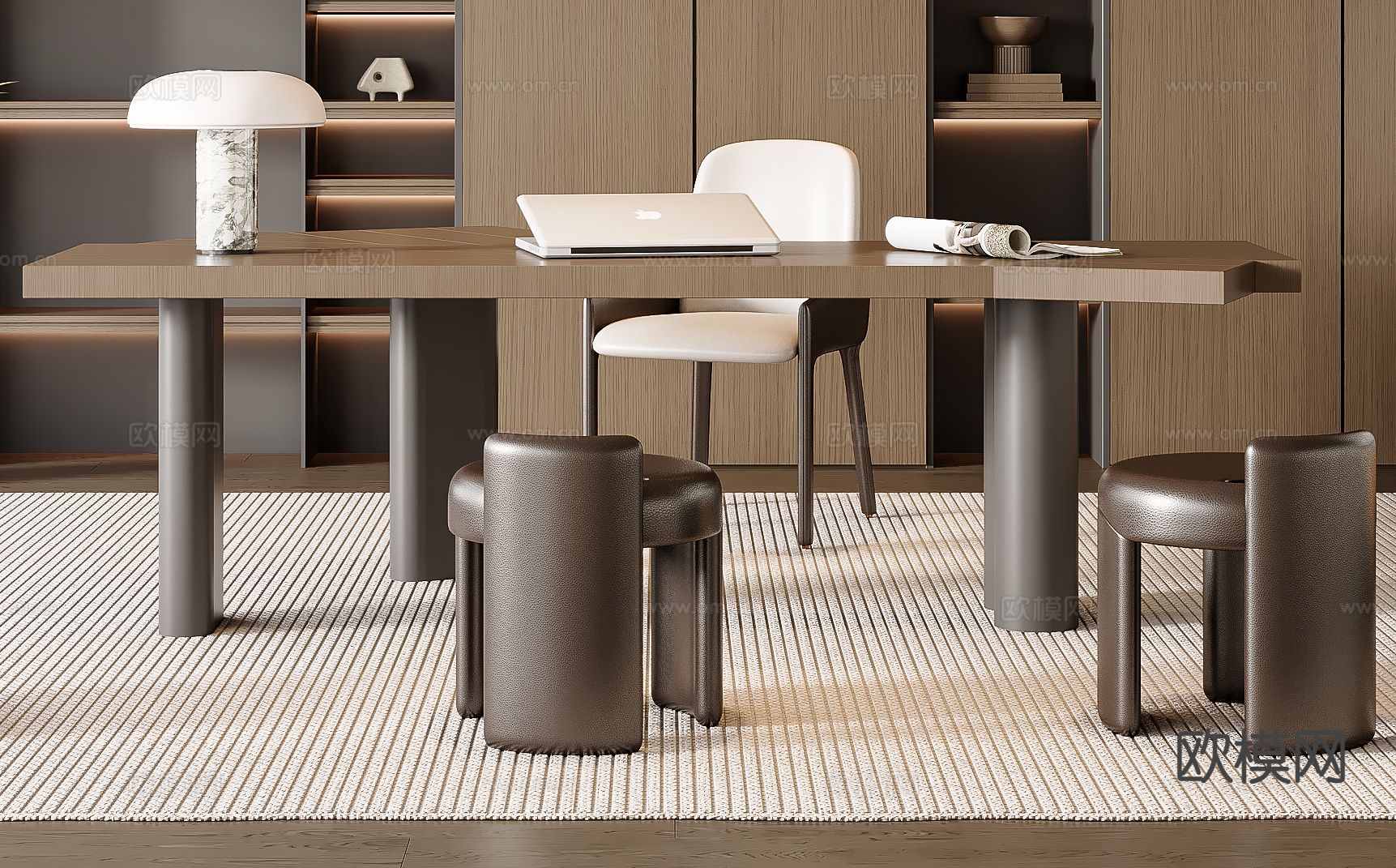 意式书桌椅3d模型下载