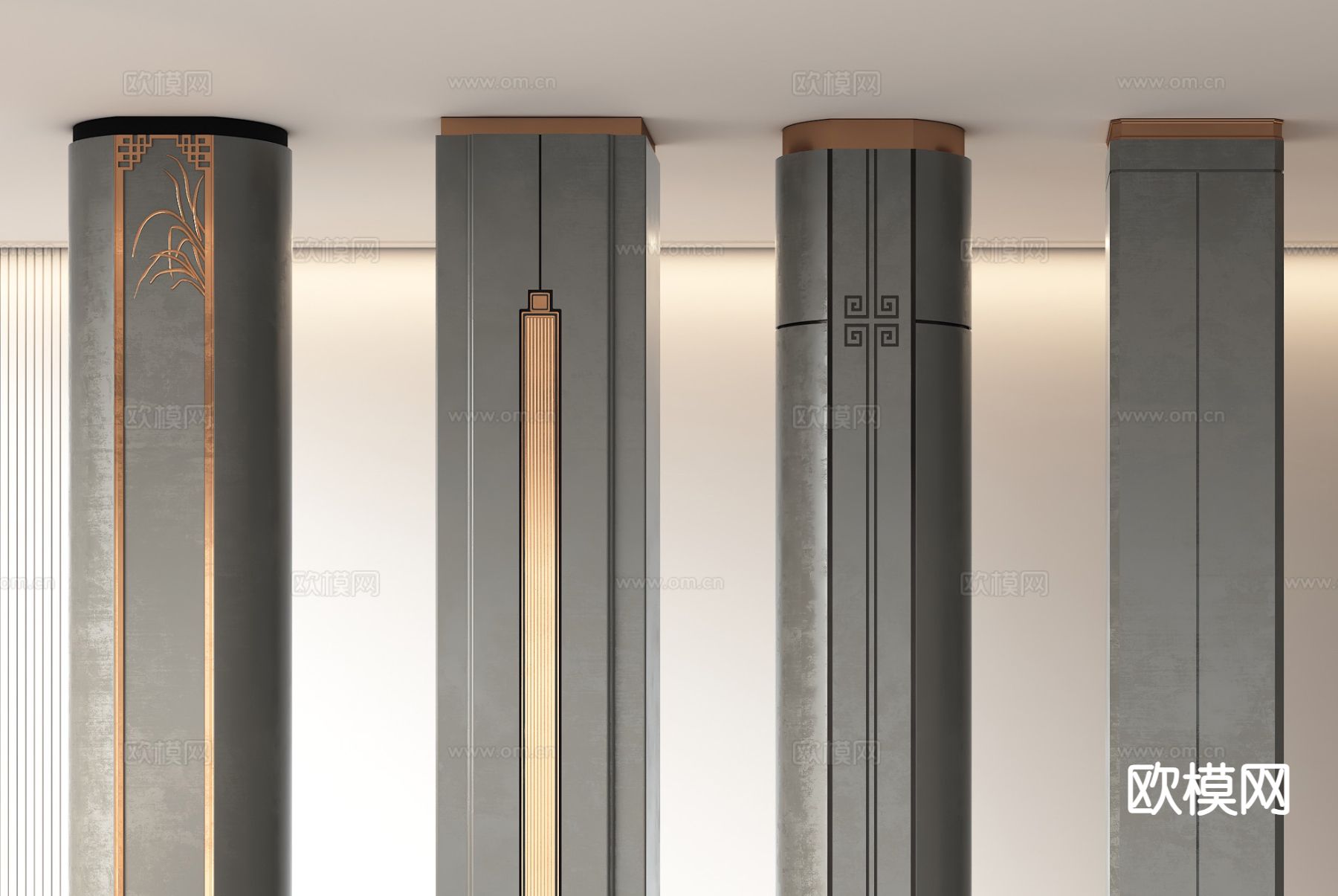 新中式柱子 装饰柱3d模型下载（渲染图3）