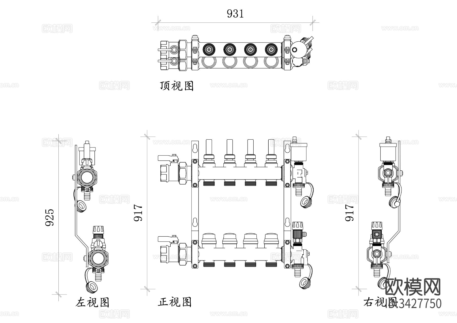 地暖分水器CAD施工图下载