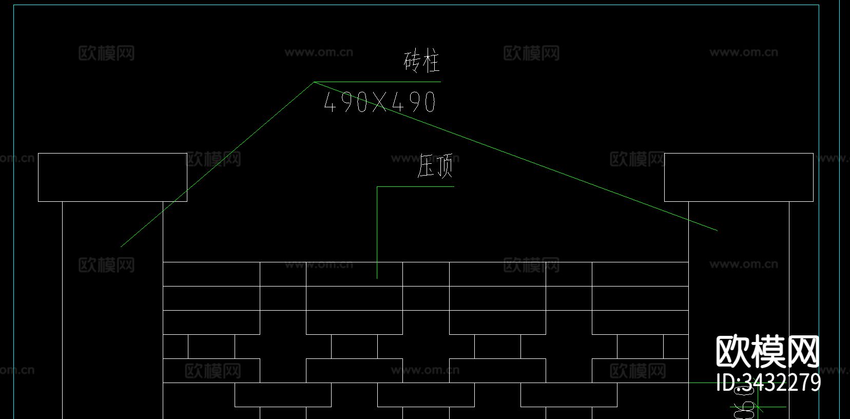 围墙cad大样图下载（渲染图1）