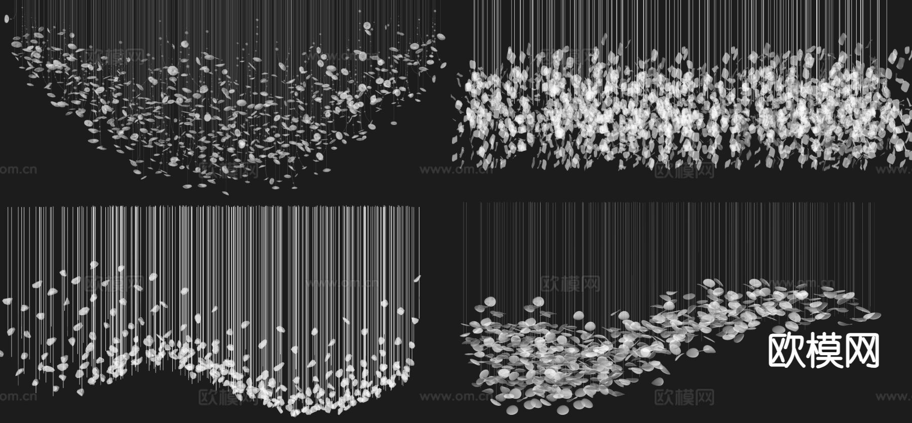 波纹水晶吊灯 波浪吊灯su模型下载（渲染图1）
