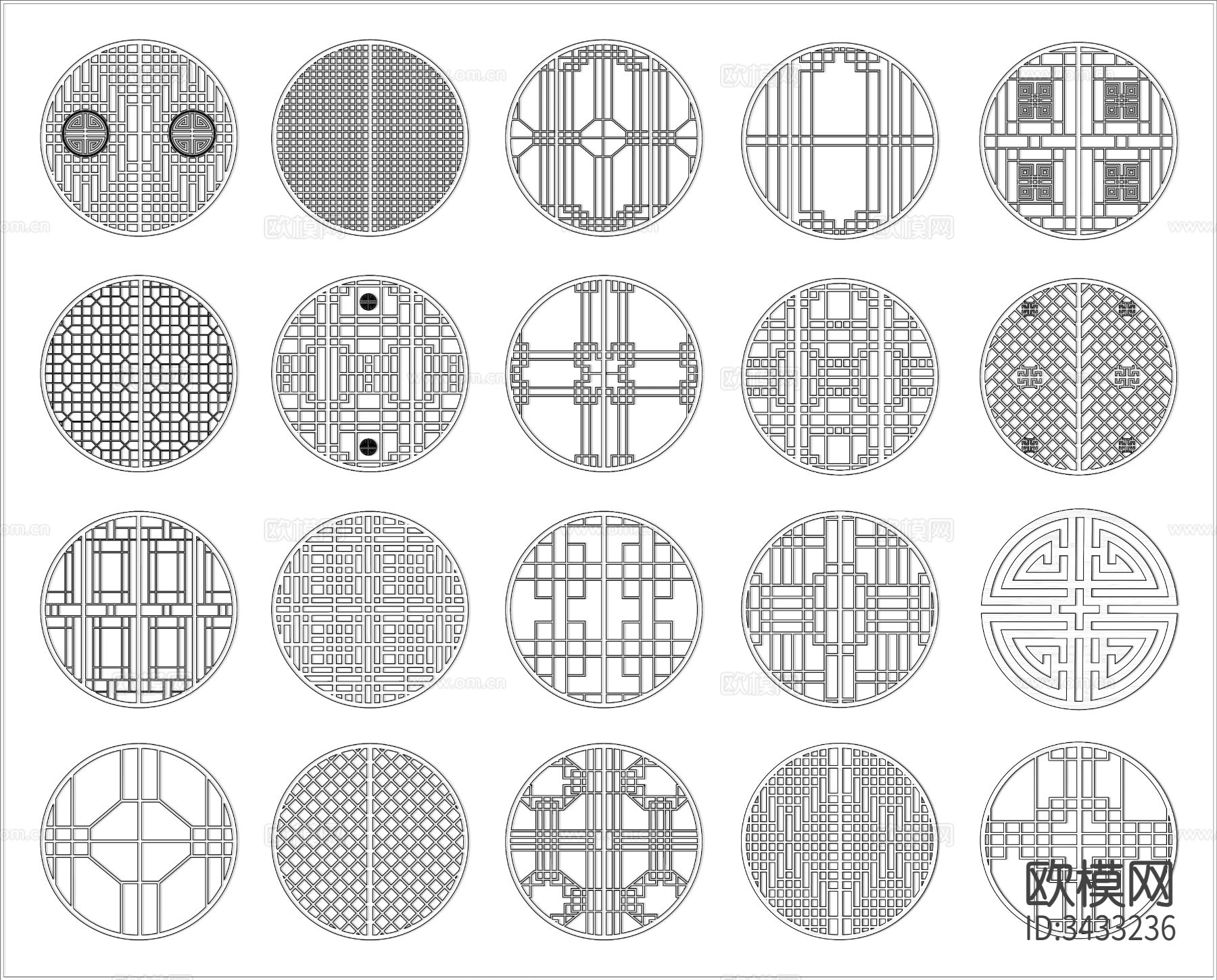 中式花窗 传统花窗 传统图案 吉祥图案cad图库