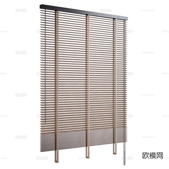 现代窗帘 百叶帘 遮光帘3d模型下载(渲染图3)