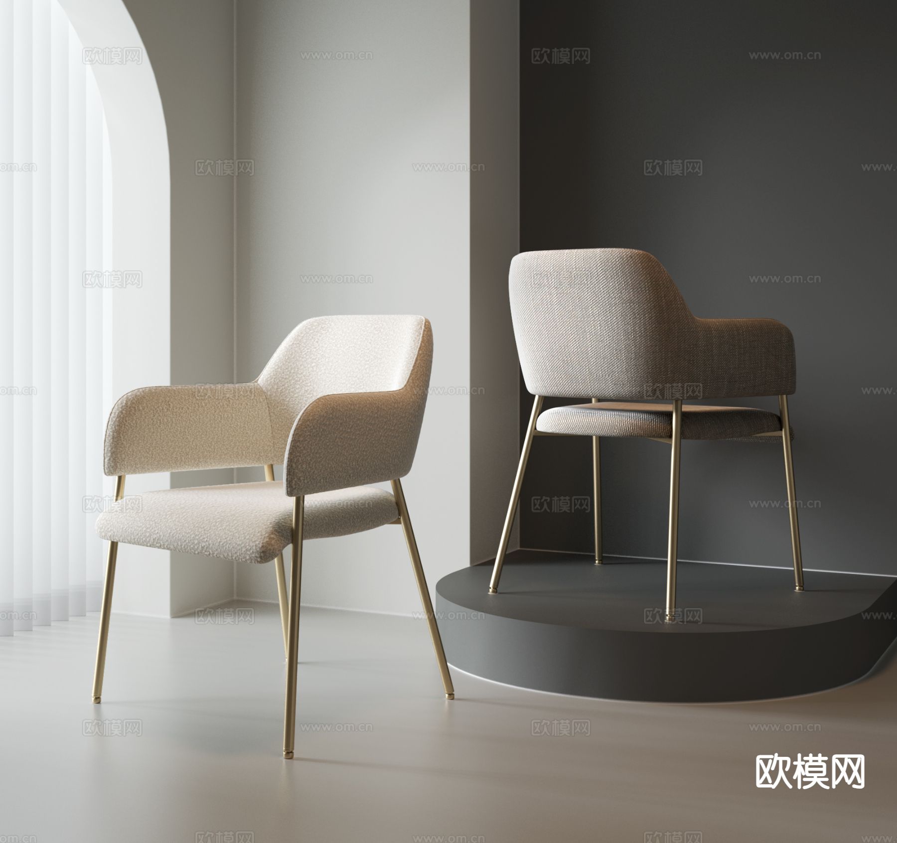 Bjorn奶油风椅子 餐椅3d模型下载