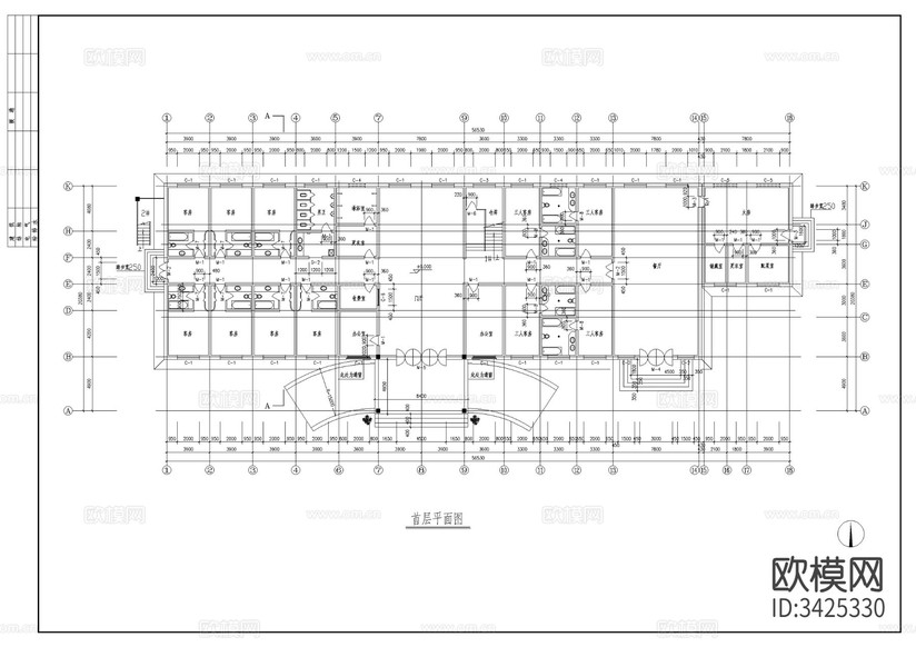藥浴中心建筑CAD施工圖下載(渲染圖8)