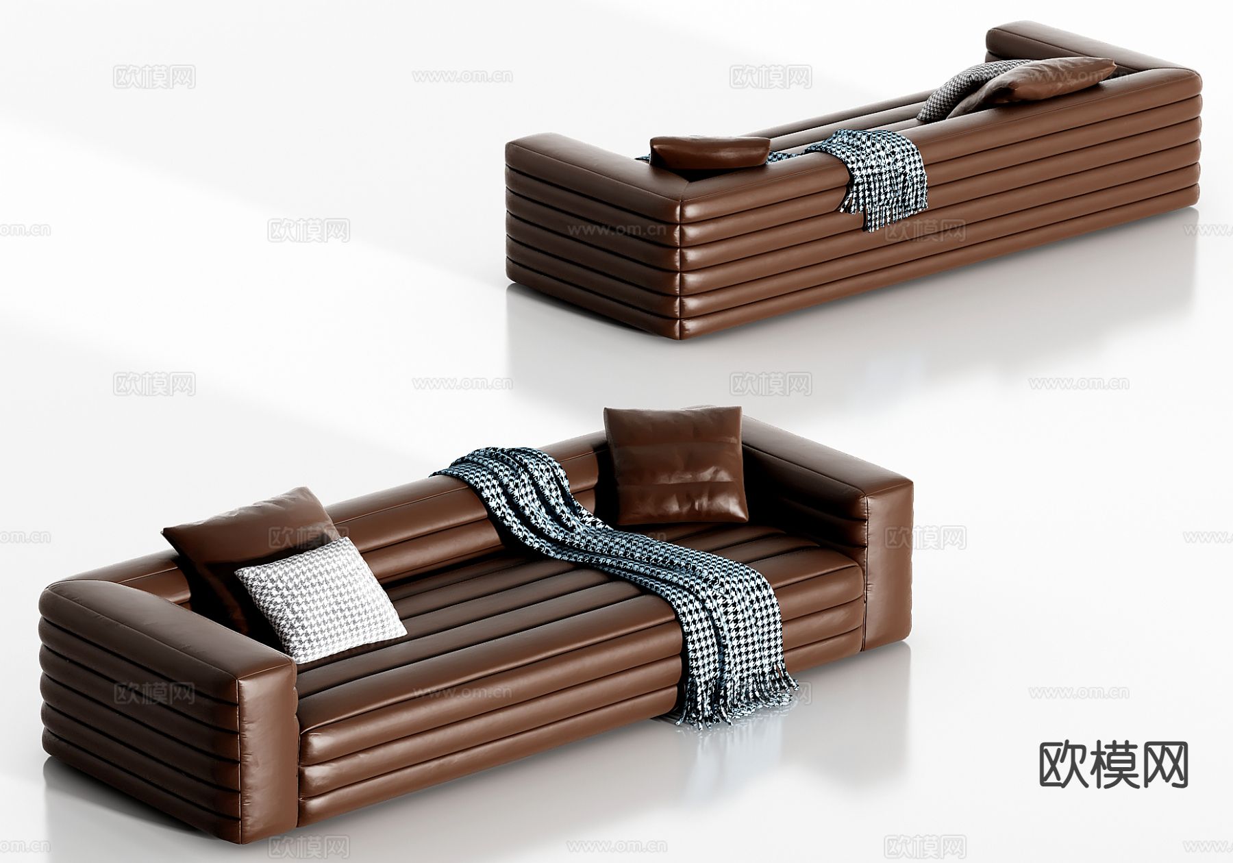 皮革沙发 多人沙发3d模型下载