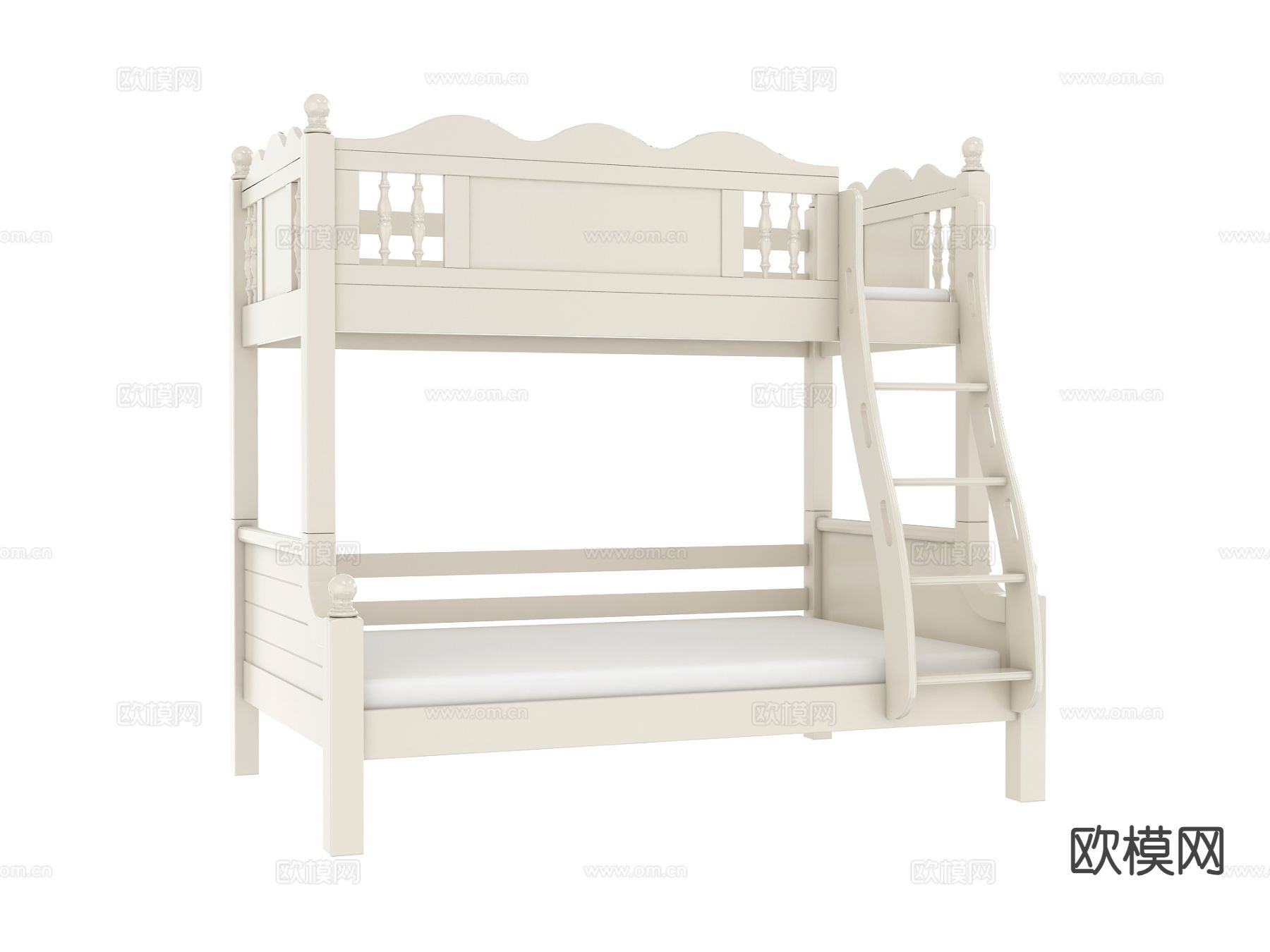 法式儿童床 高低床3d模型下载